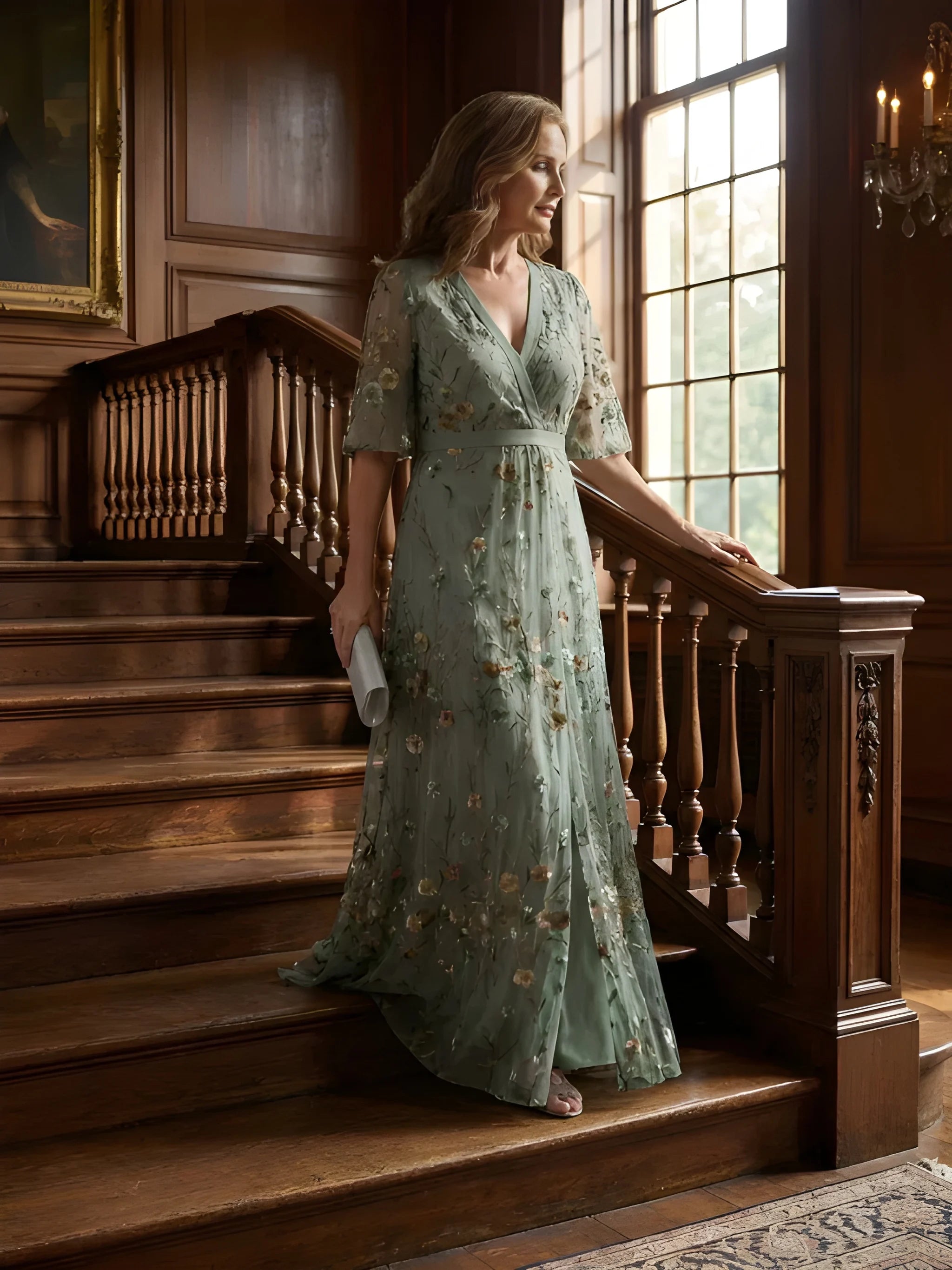 Women's Casual Floral Maxi Summer Dress with Halter Neckline