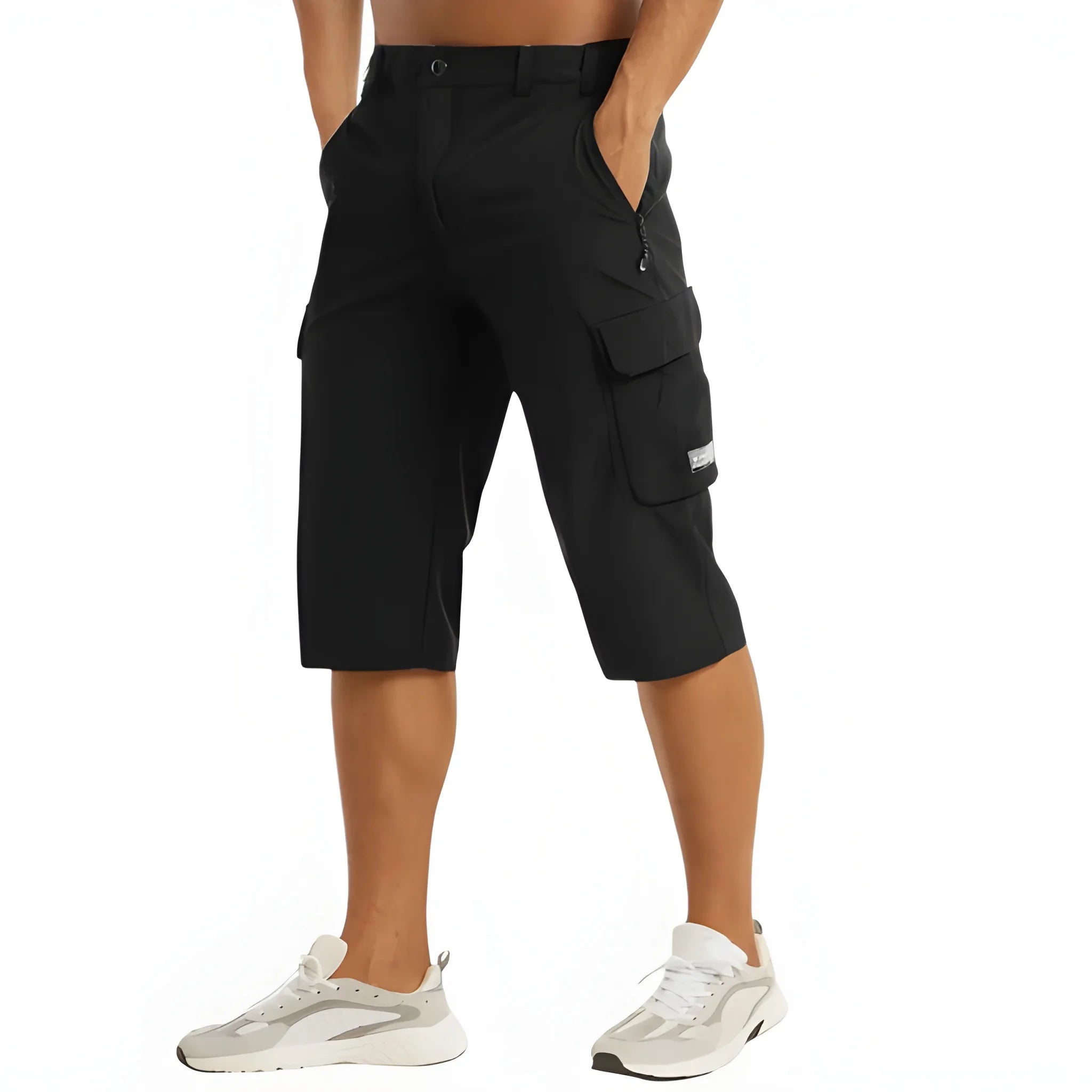 Men's Long Casual Shorts with Drawstring Waist and Pockets