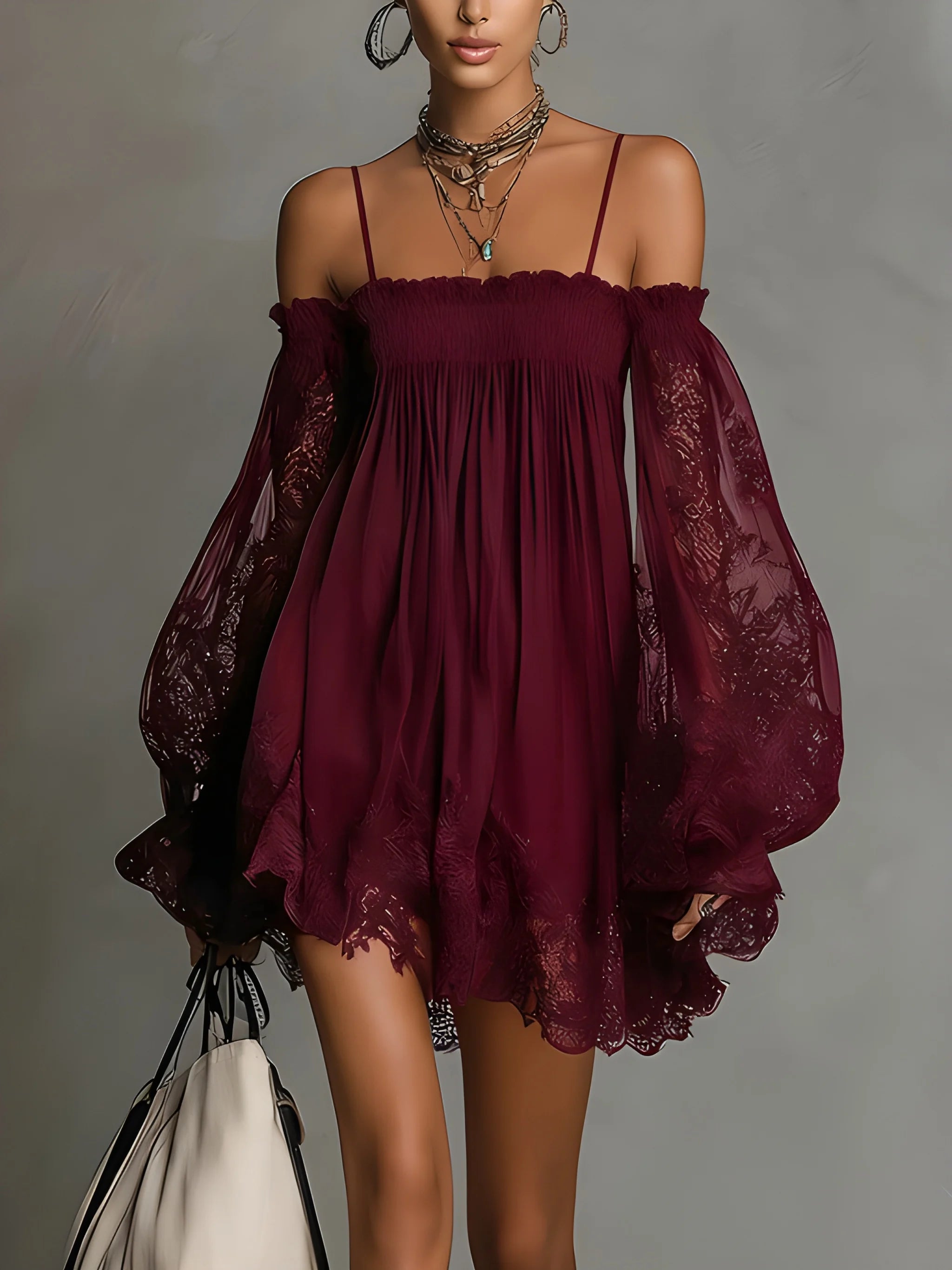 Women's Elegant Flowy Mini Summer Dress with Off Shoulder