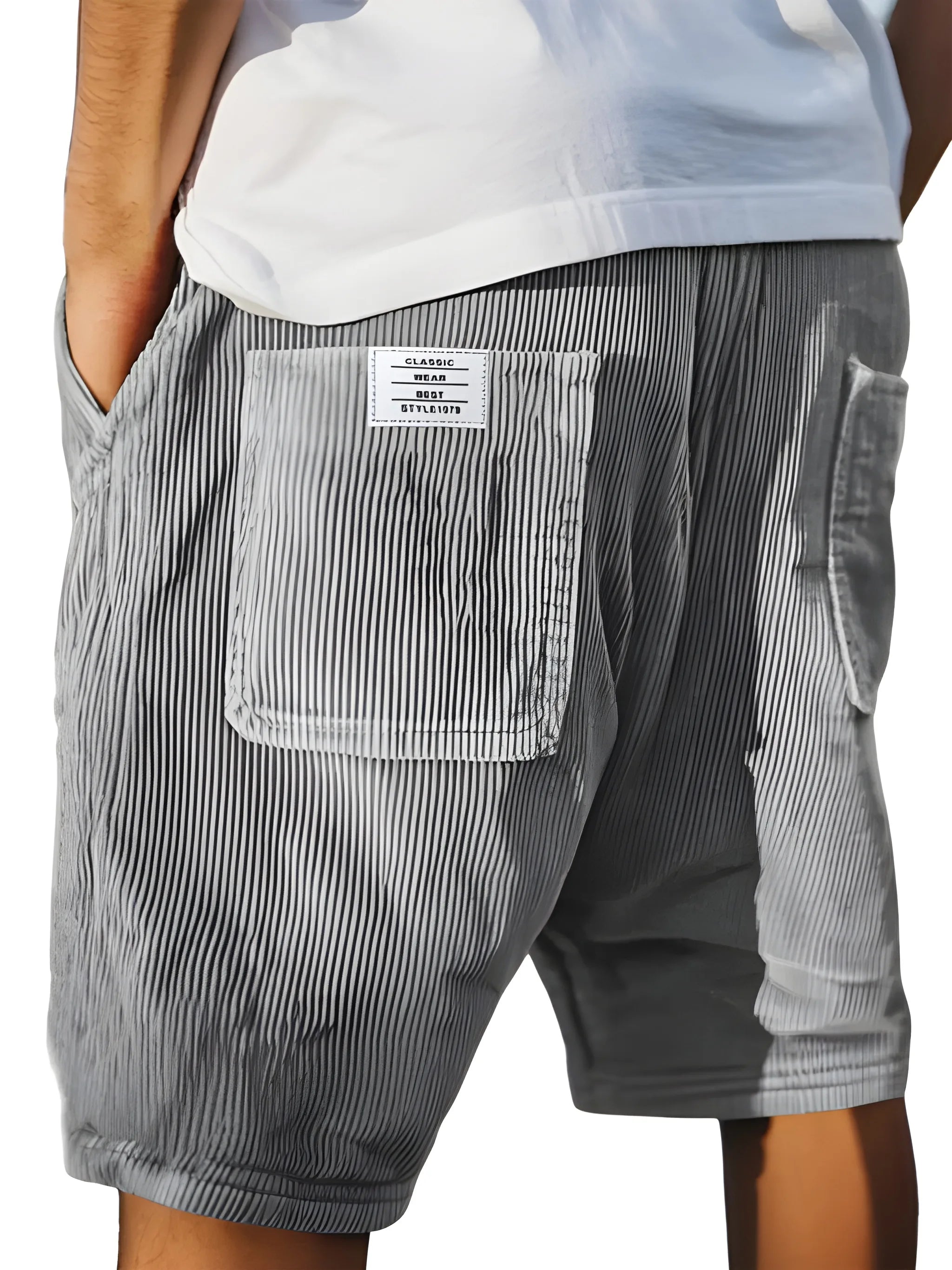 Men's Lightweight Corduroy Summer Shorts with Elastic Waist