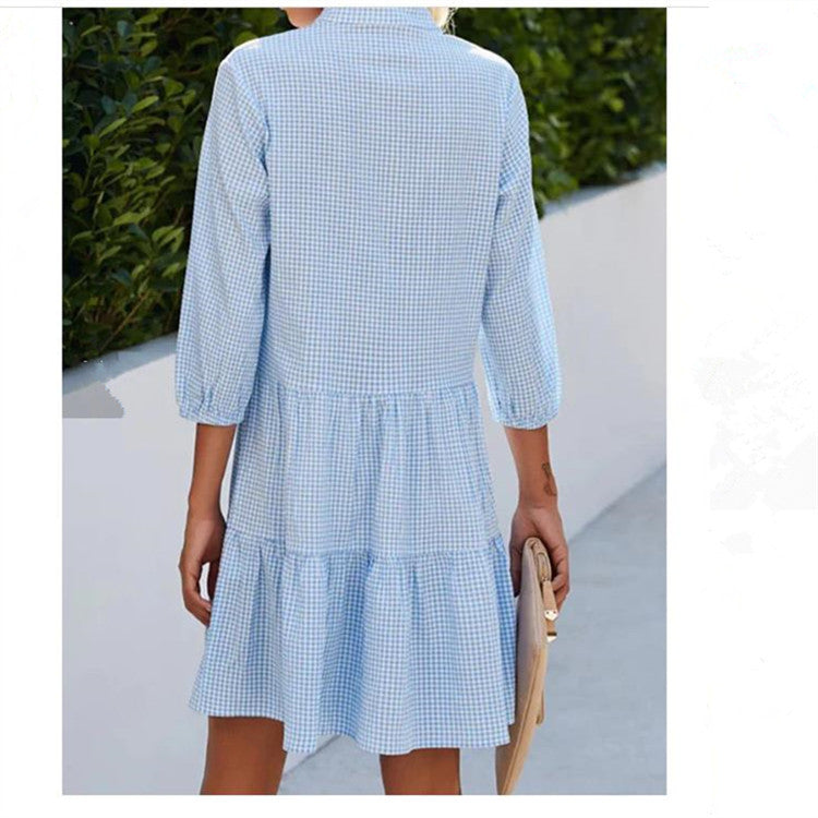 Women's Casual Elegant Mini Summer Dress with V-Neck