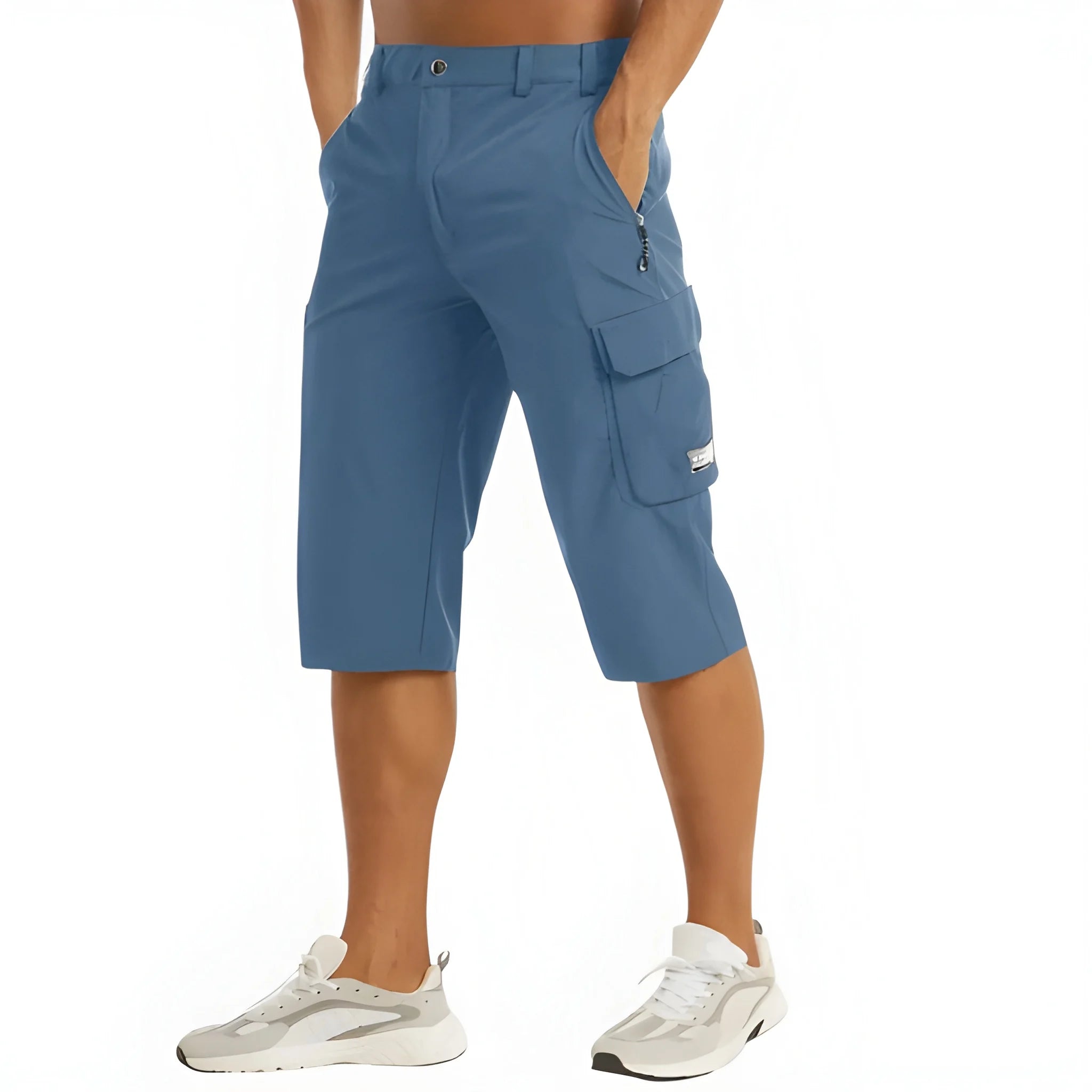 Men's Long Casual Shorts with Drawstring Waist and Pockets