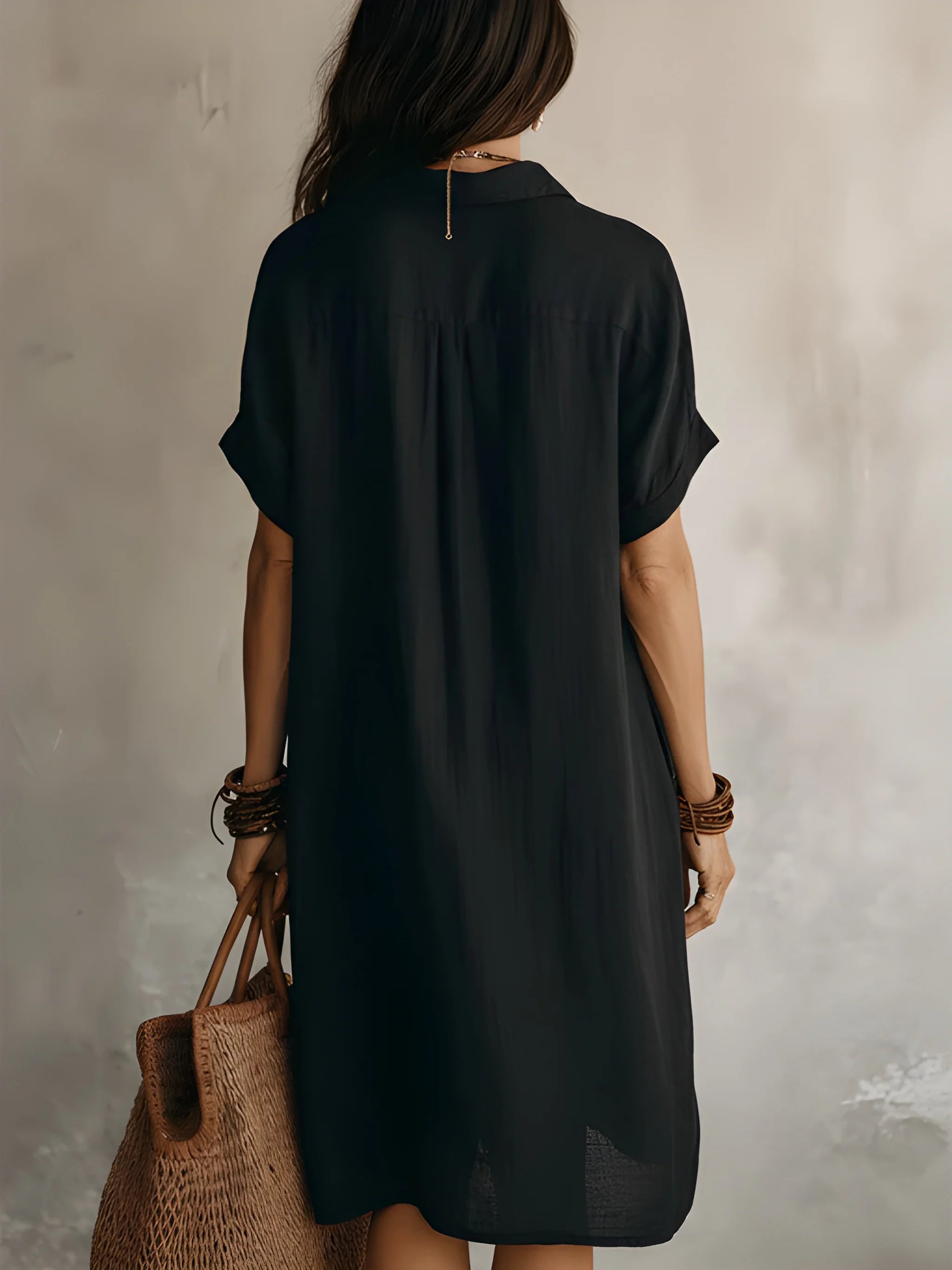 Women's Casual Boho Midi Summer Dress with Short Sleeve