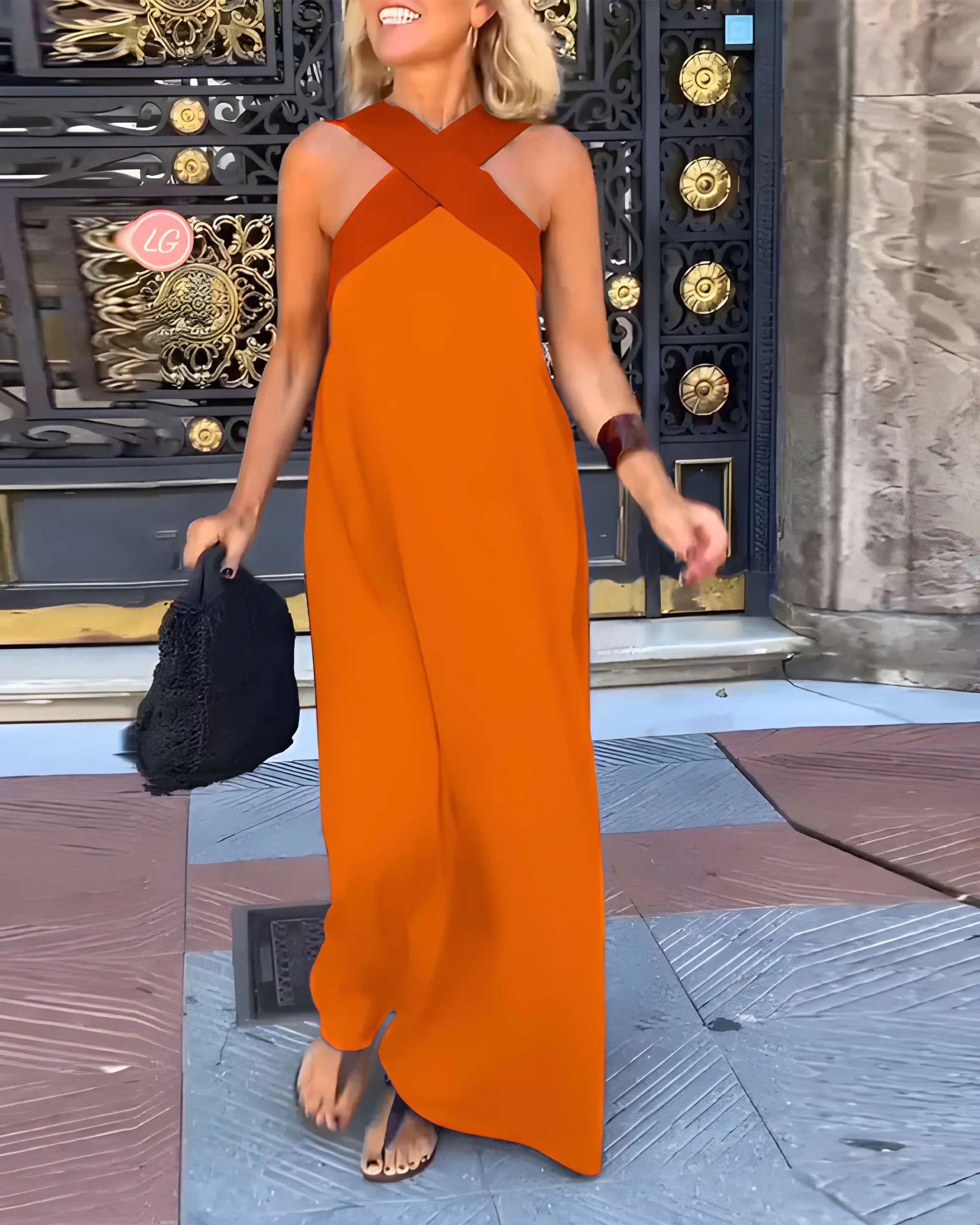 Women's Breezy Elegant Maxi Summer Dress with Crossed Front