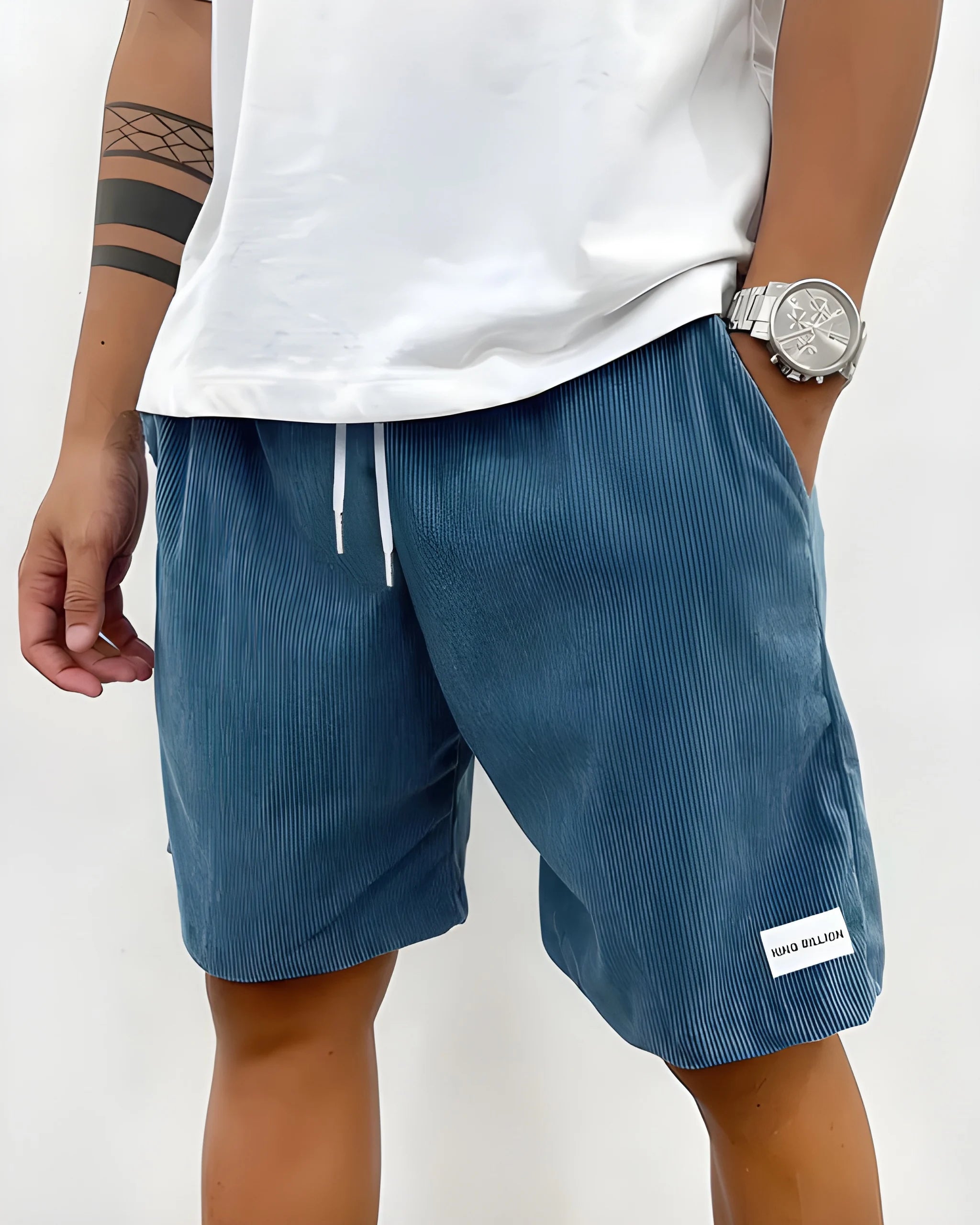 Men's Casual Corduroy Shorts with Drawstring Waist and Pockets