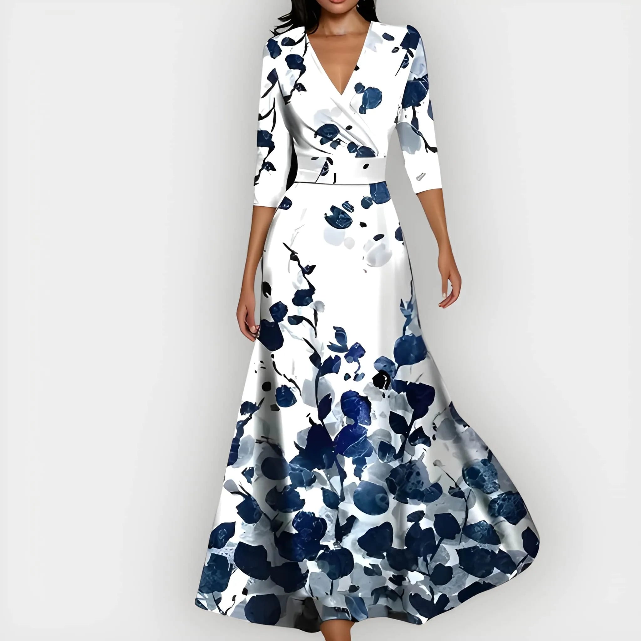 Women's Flowy Elegant Maxi Summer Dress with V-Neck
