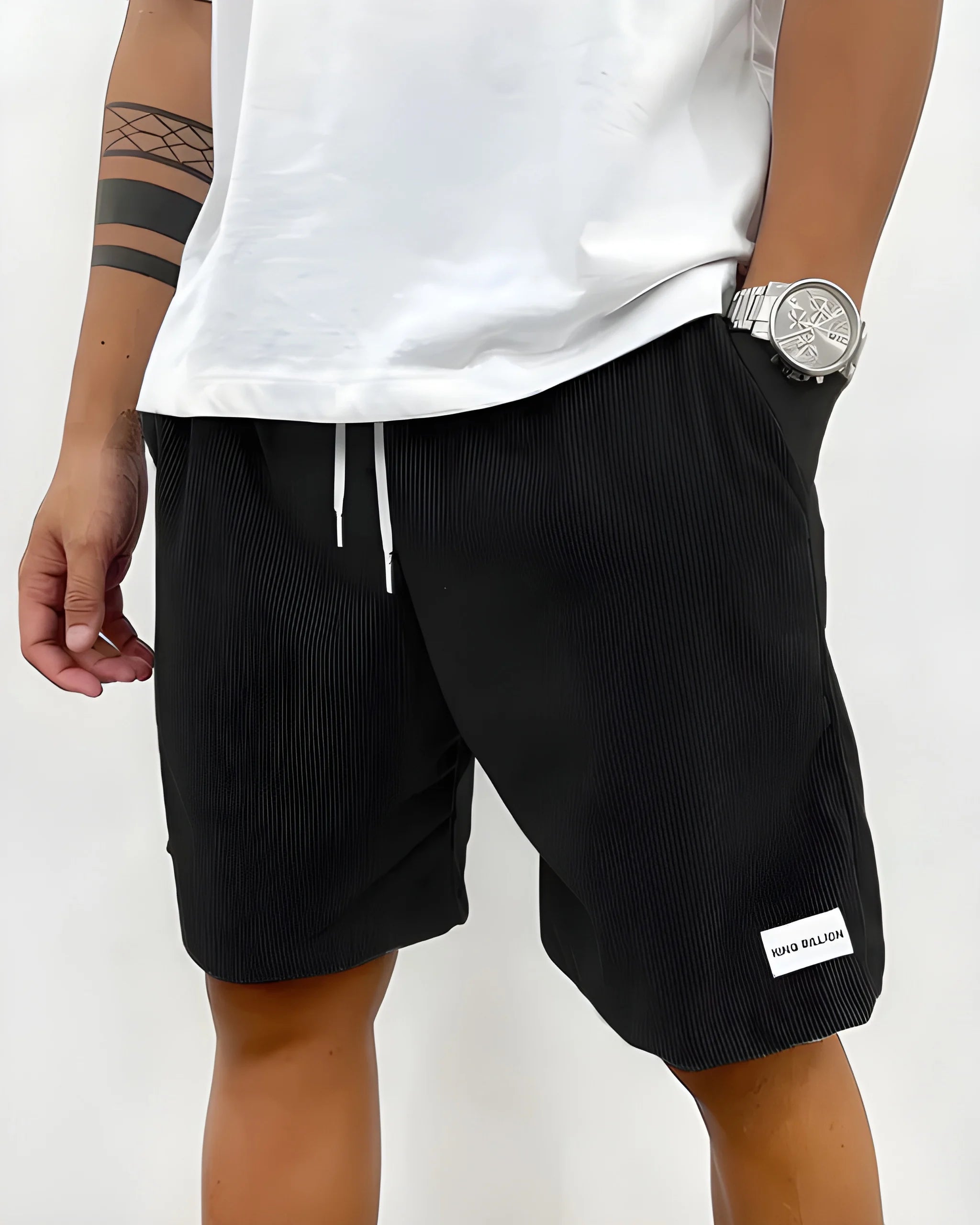 Men's Casual Corduroy Shorts with Drawstring Waist and Pockets