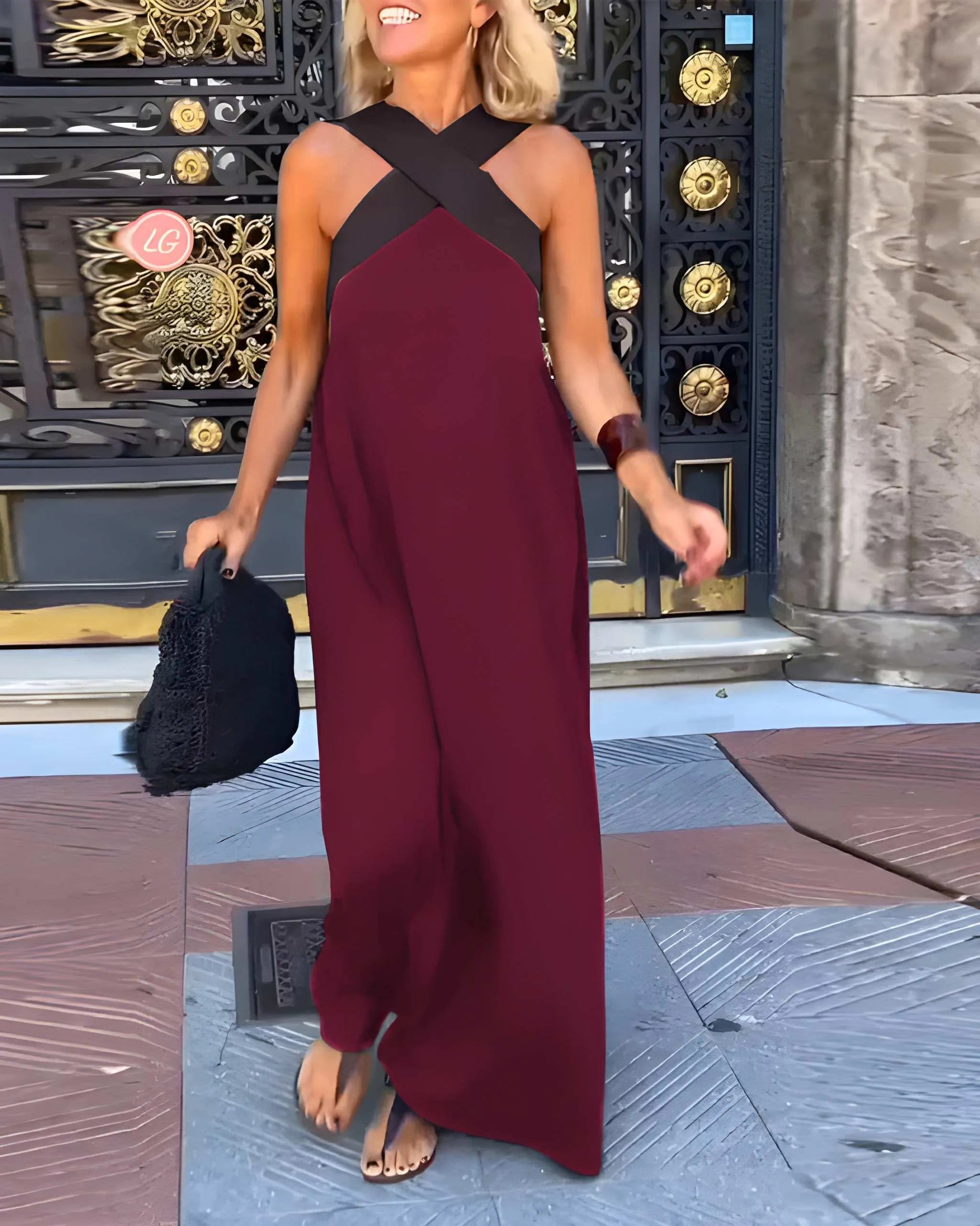 Women's Breezy Elegant Maxi Summer Dress with Crossed Front