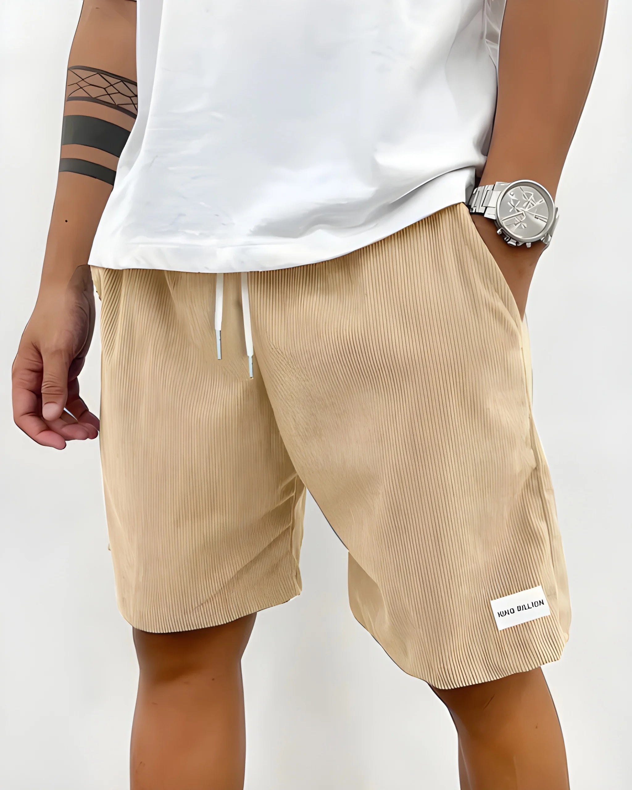 Men's Casual Corduroy Shorts with Drawstring Waist and Pockets