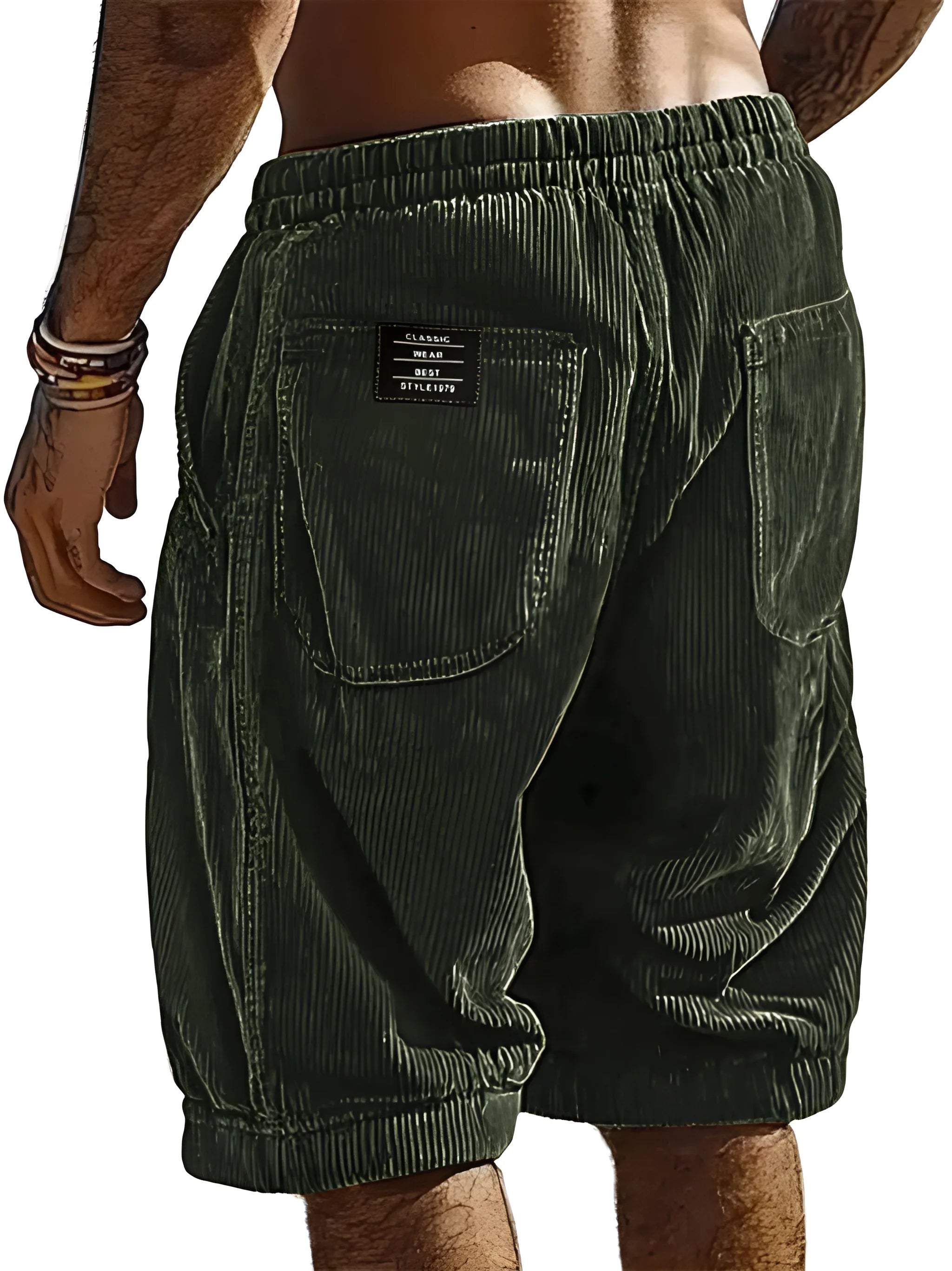 Men's Casual Cargo Shorts with Elastic Waist and Pockets