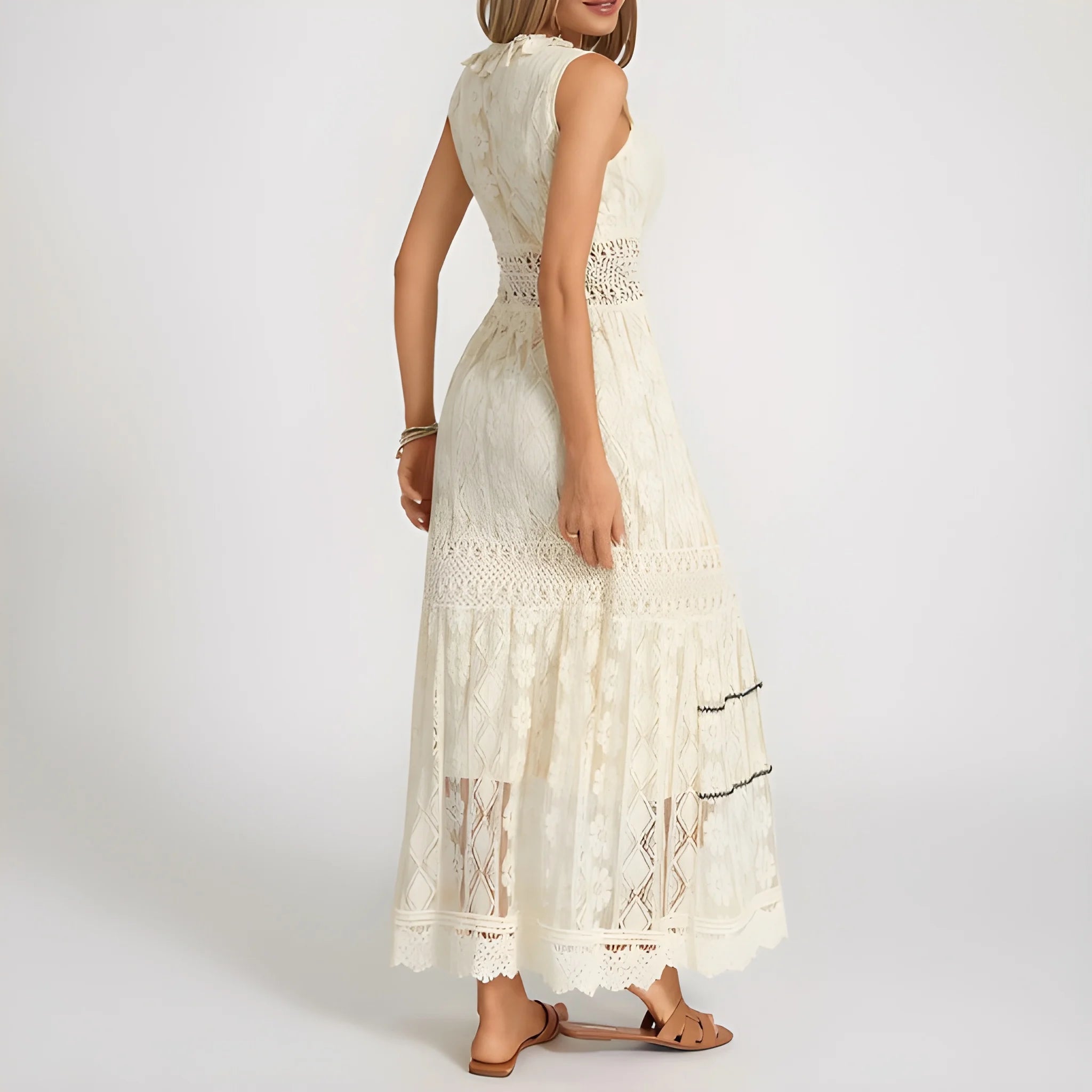 Women's Casual Boho Maxi Summer Dress with V-Neck