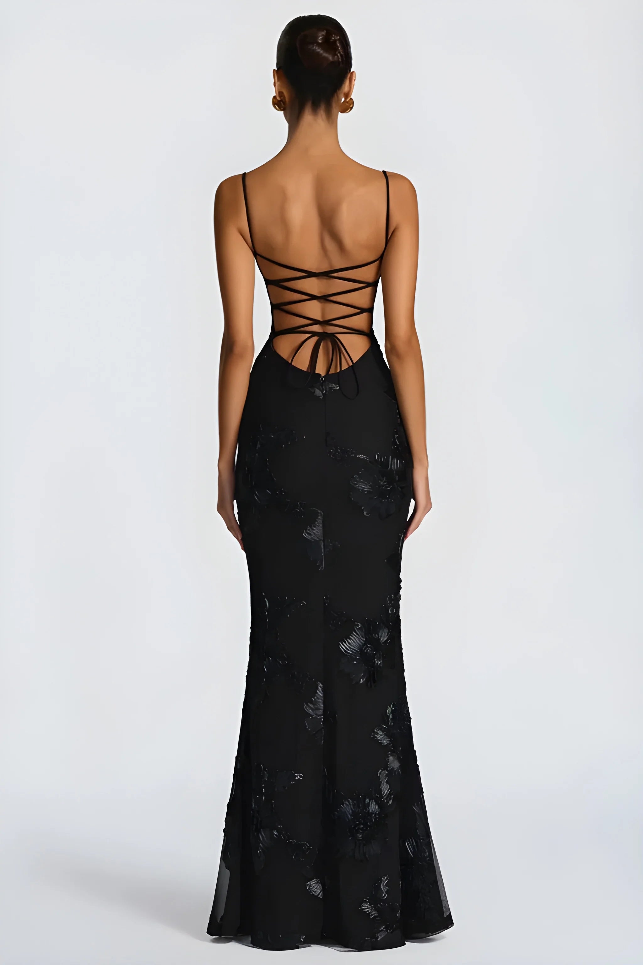 Women's Formal Elegant Maxi Wedding Guest Dress with Embroidered Detailing