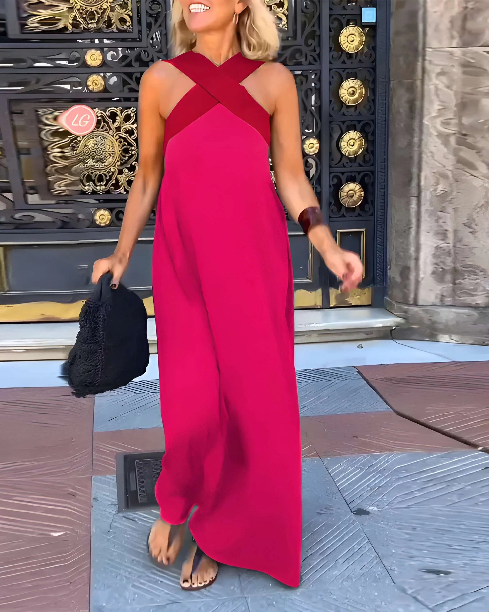 Women's Breezy Elegant Maxi Summer Dress with Crossed Front