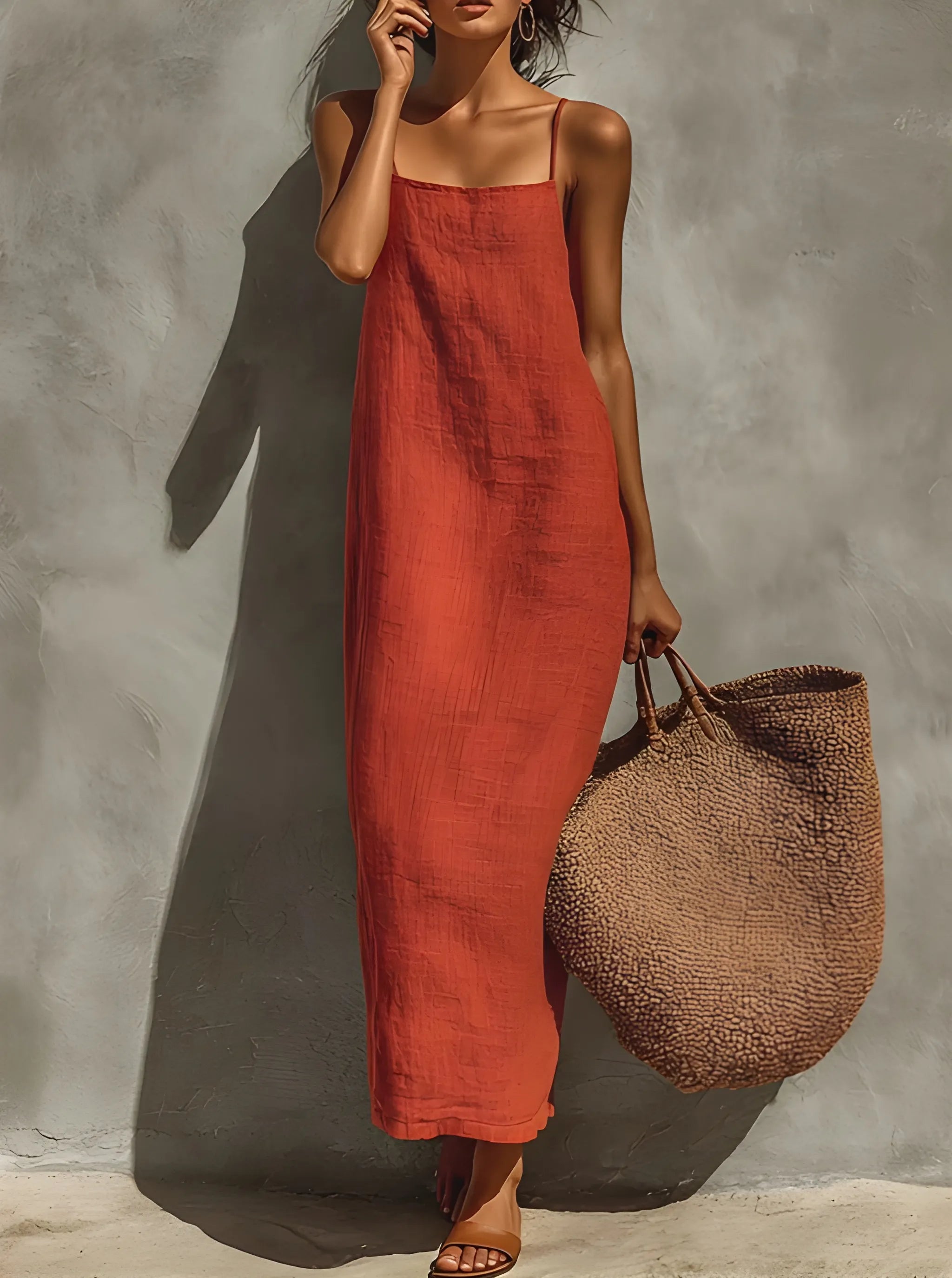Women's Boho Flowy Maxi Summer Dress with Square Neck