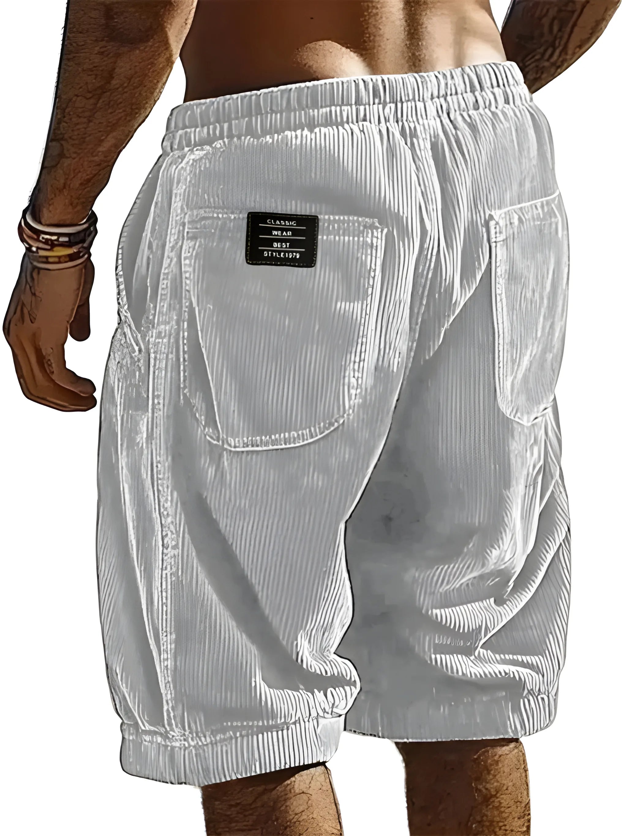 Men's Casual Cargo Shorts with Elastic Waist and Pockets