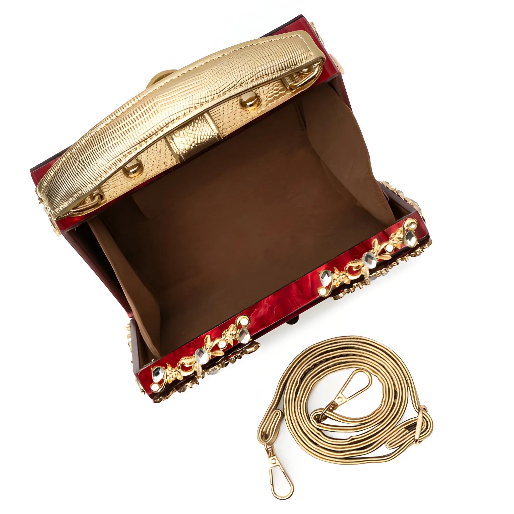 Women's Structured Hand Bag with Floral Embellishments and Top Handle