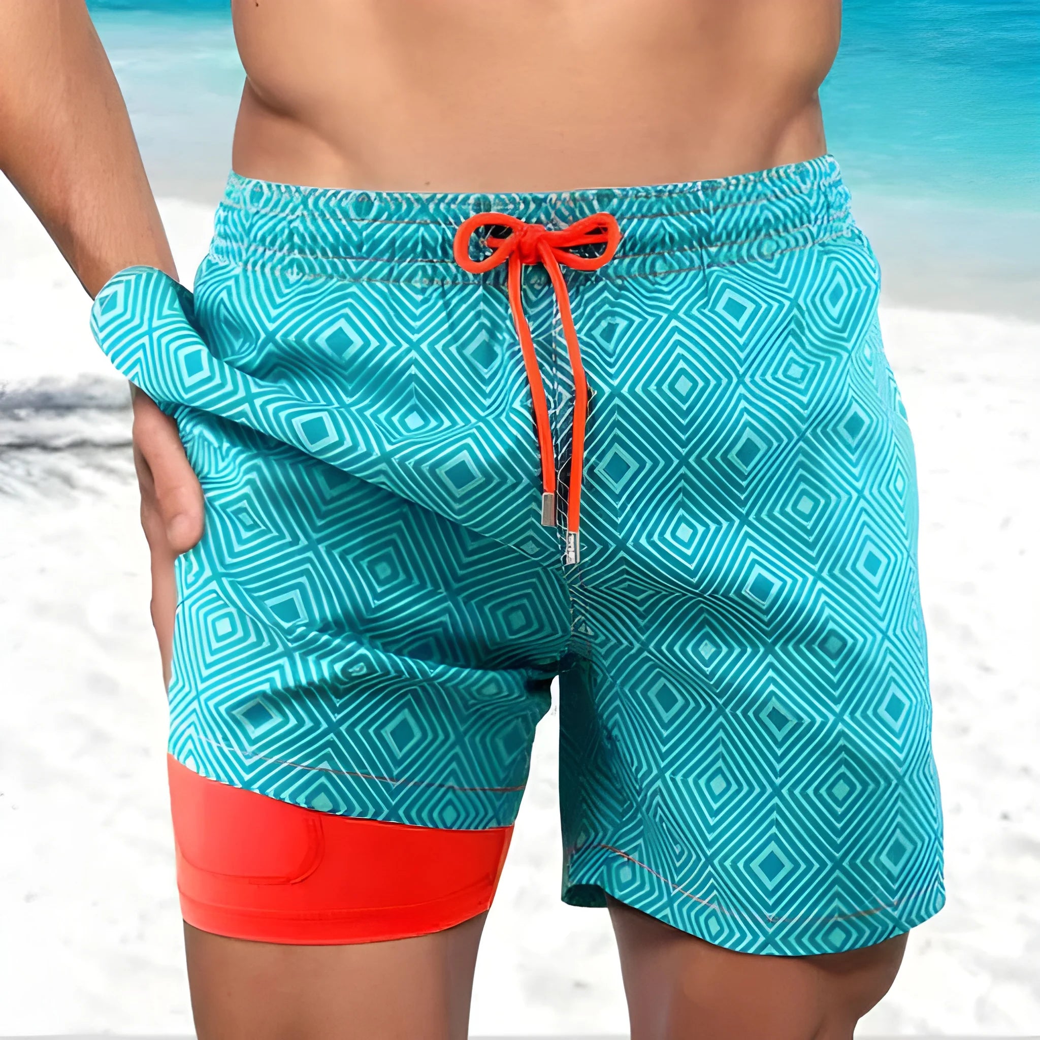 Men's Quick-Dry Athletic Swim Shorts with Compression Lining