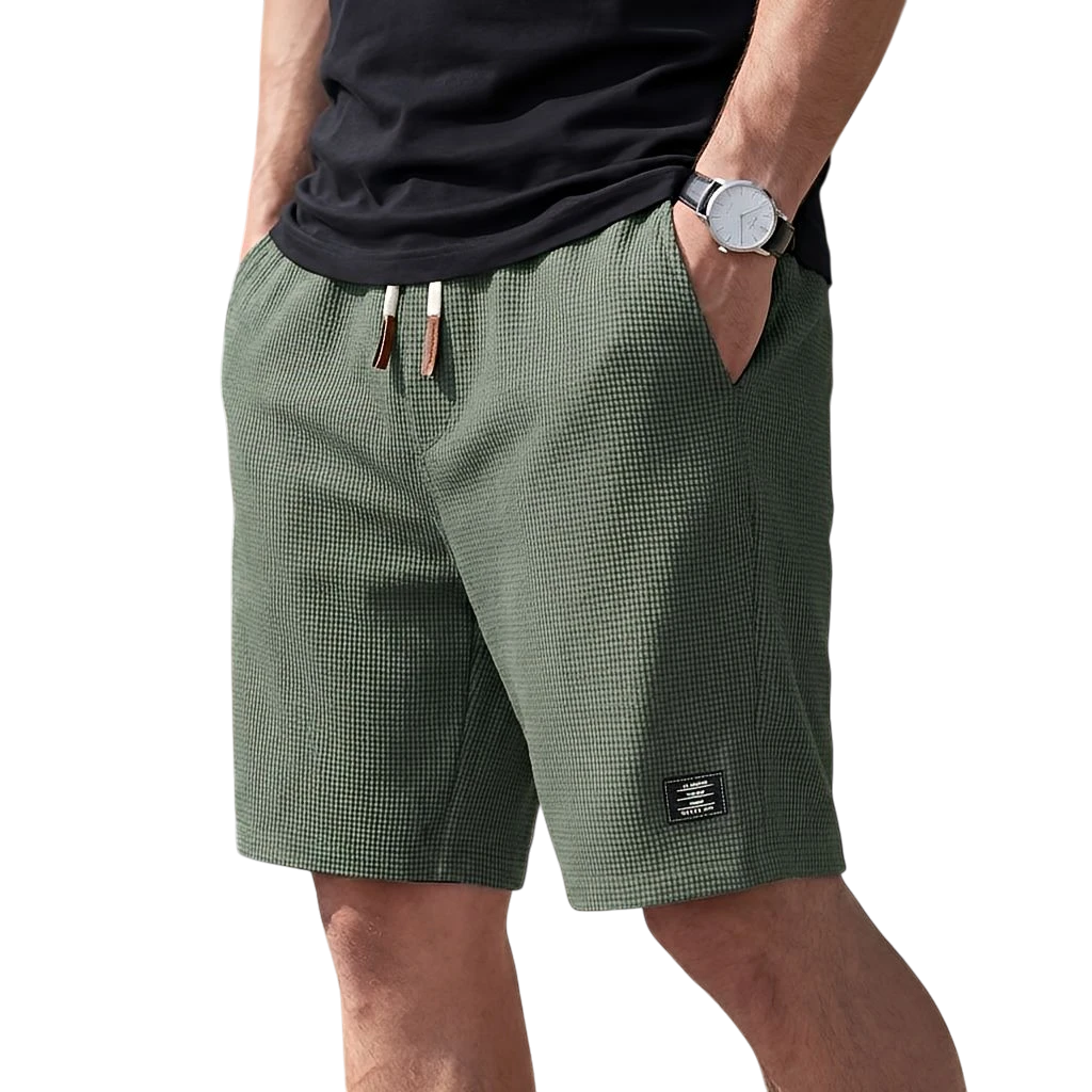 Men's Summer Casual Shorts with Elastic Waist and Drawstring Waist