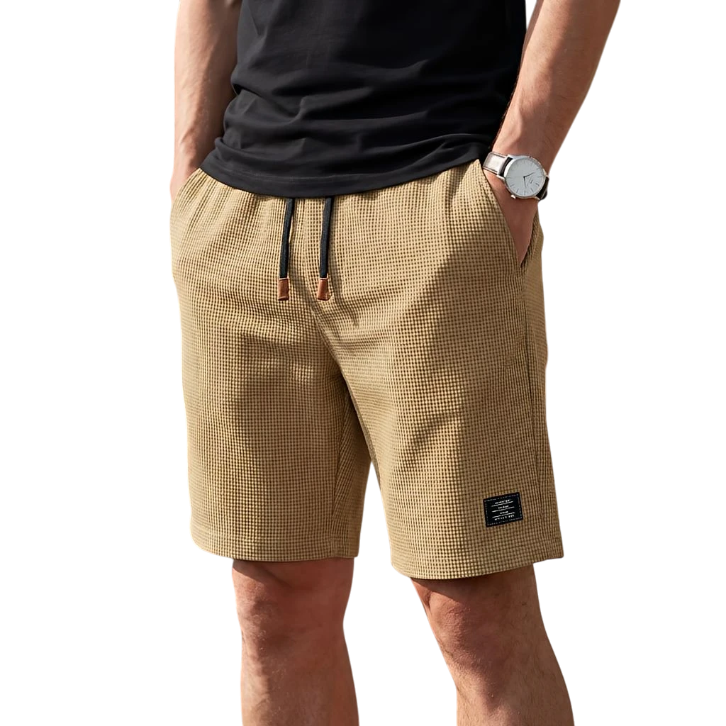 Men's Summer Casual Shorts with Elastic Waist and Drawstring Waist