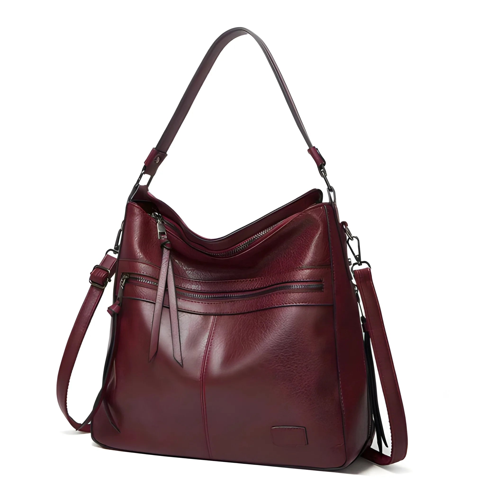 Women's Shoulder Bag with Zipper and Adjustable Strap