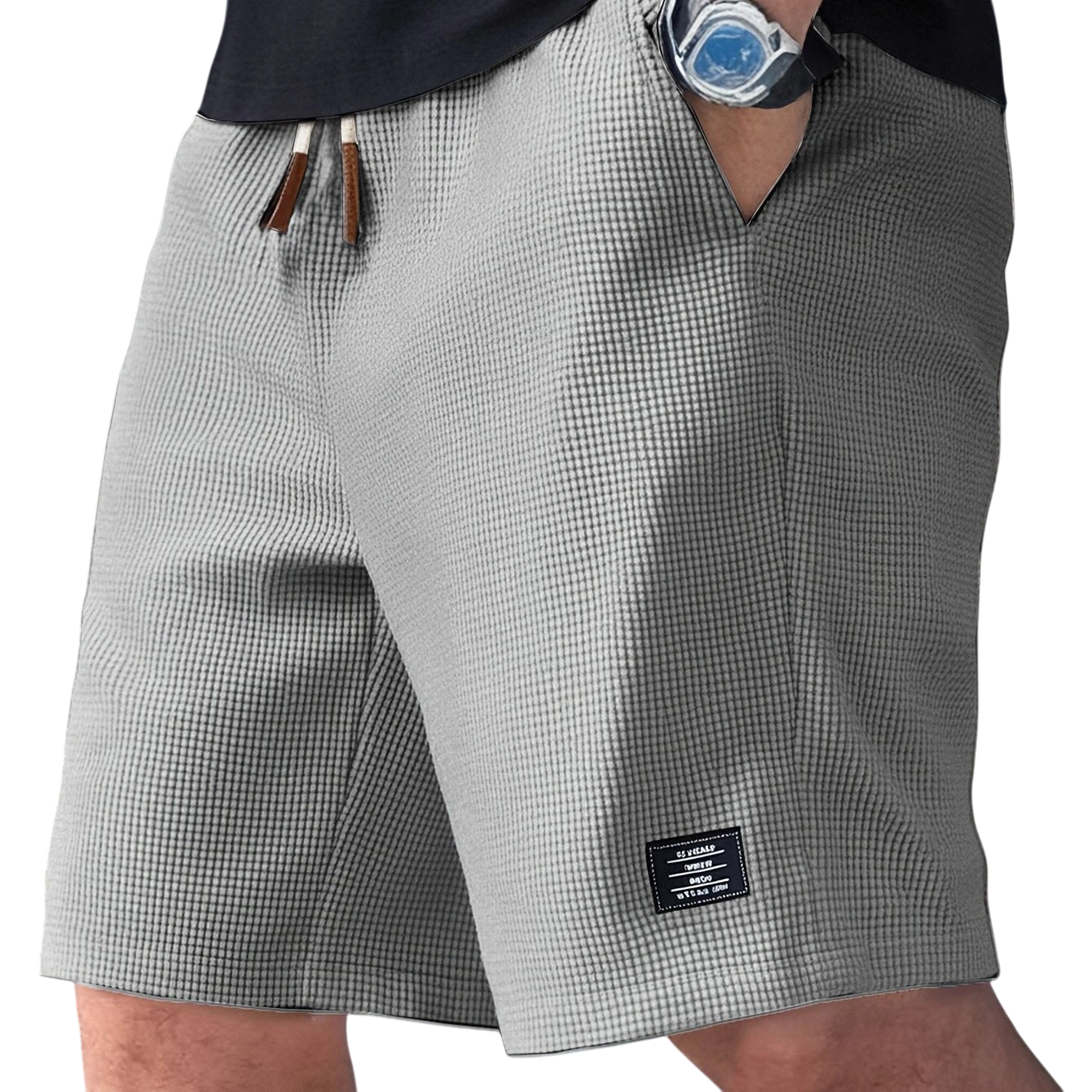 Men's Summer Casual Shorts with Elastic Waist and Drawstring Waist