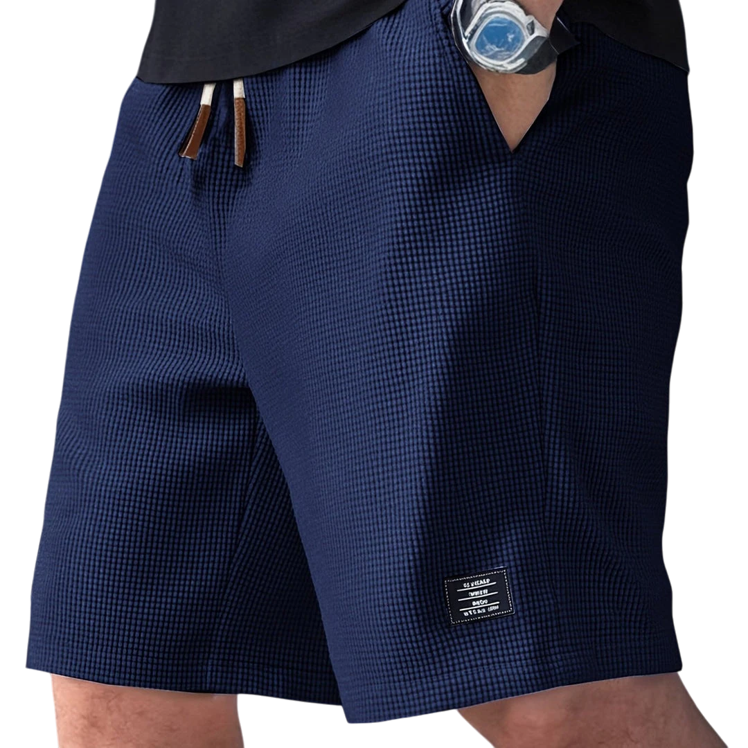 Men's Summer Casual Shorts with Elastic Waist and Drawstring Waist
