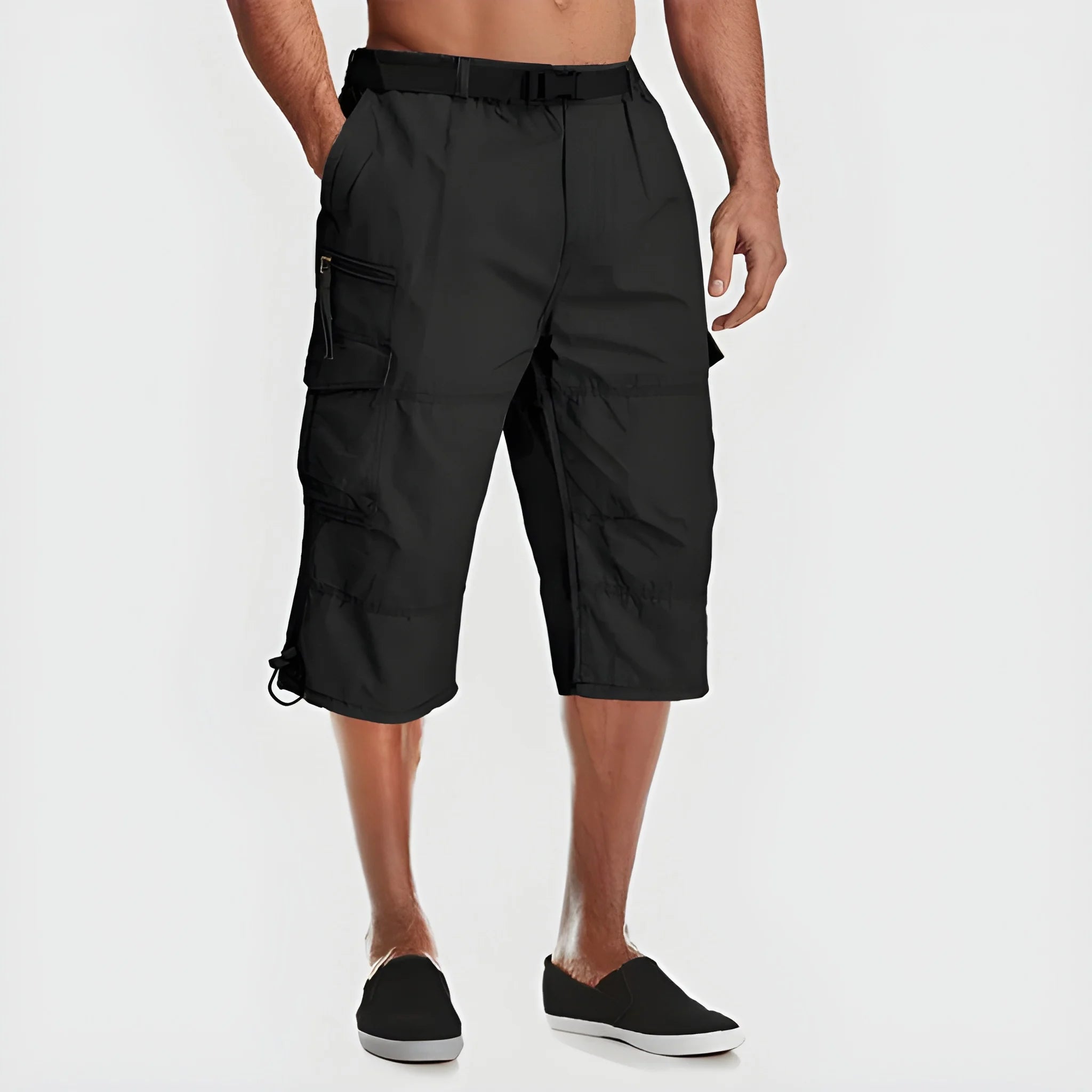 Men's Casual Shorts with Elastic Waist and Pockets