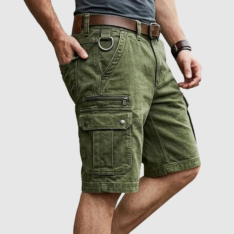 Men's Casual Cargo Shorts with Zip Pockets and Pockets