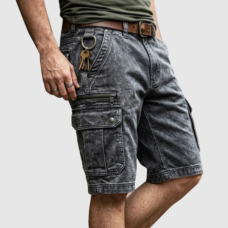 Men's Casual Cargo Shorts with Zip Pockets and Pockets