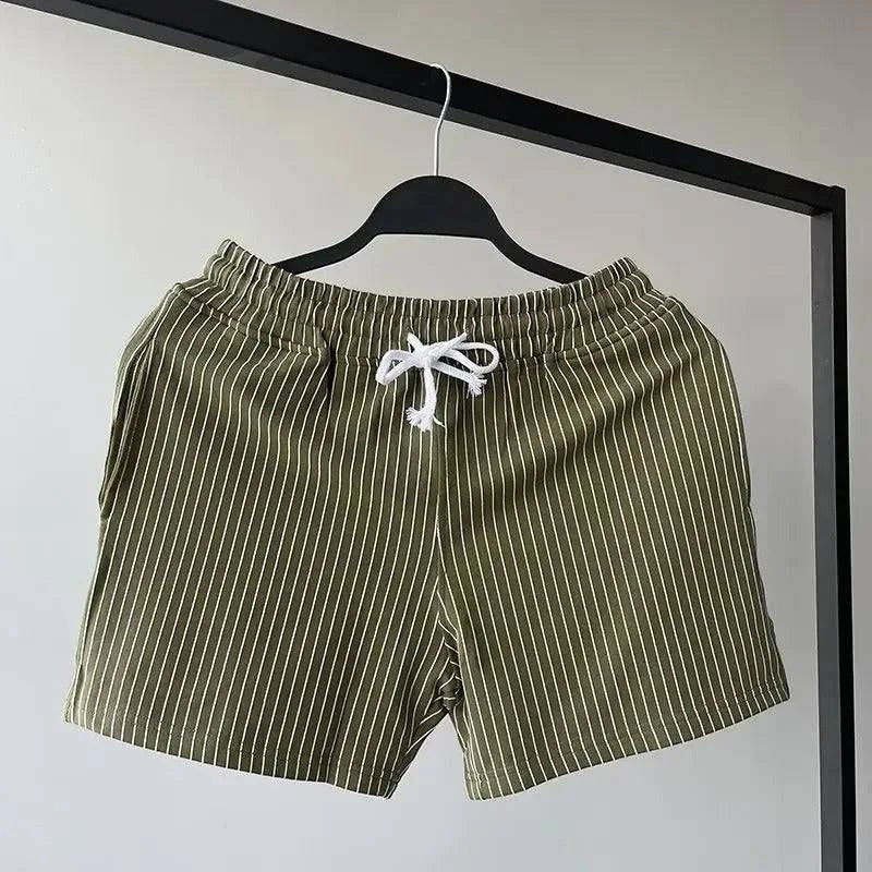 Men's Casual Summer Shorts with Elastic Waist and Drawstring