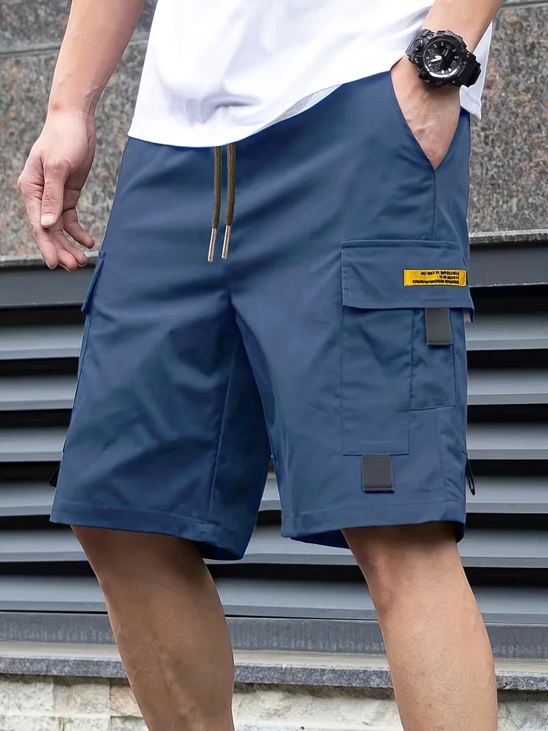 Men’s Summer Casual Shorts with Elastic Waist and Pockets