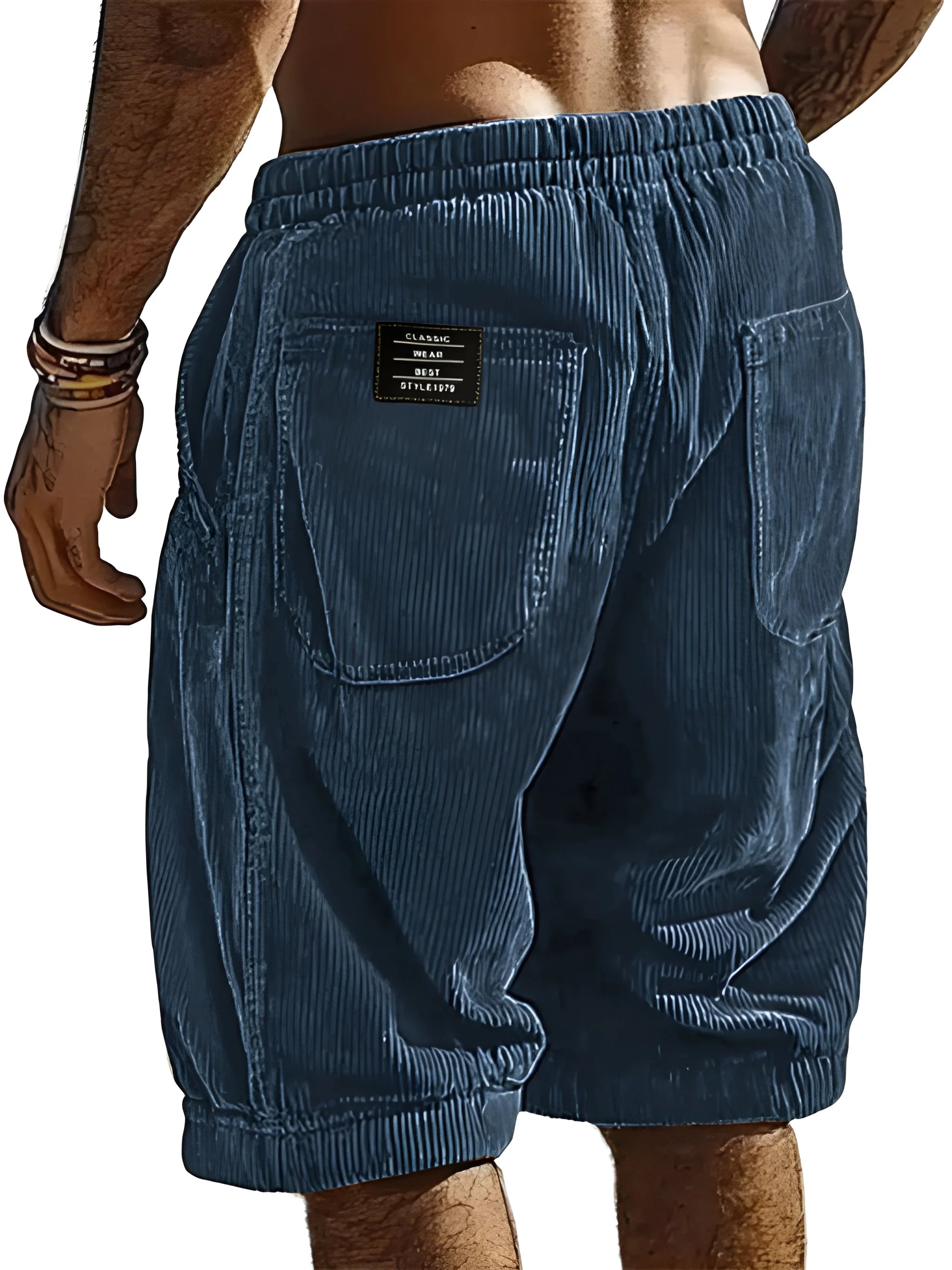 Men's Casual Cargo Shorts with Elastic Waist and Pockets