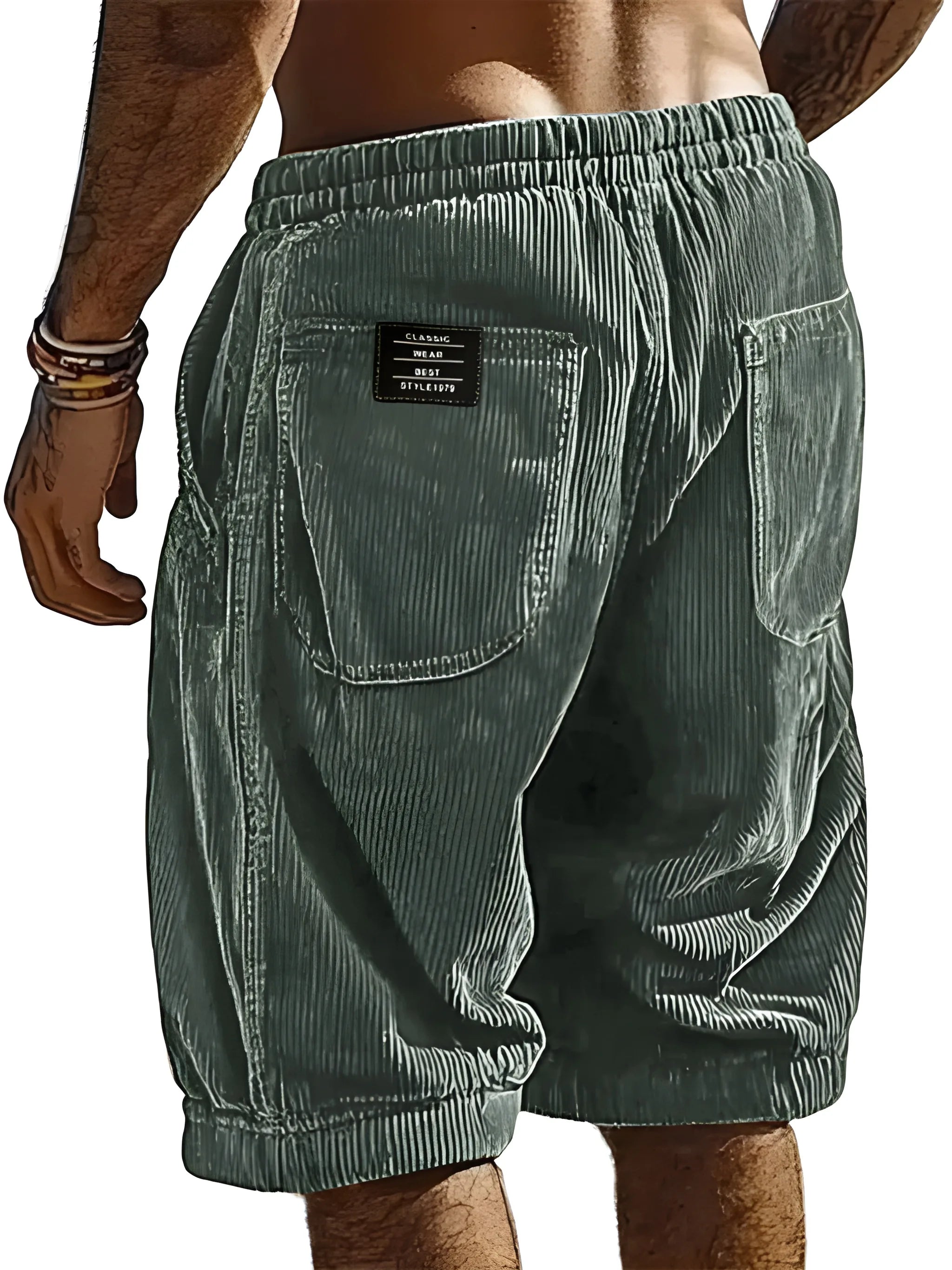 Men's Casual Cargo Shorts with Elastic Waist and Pockets
