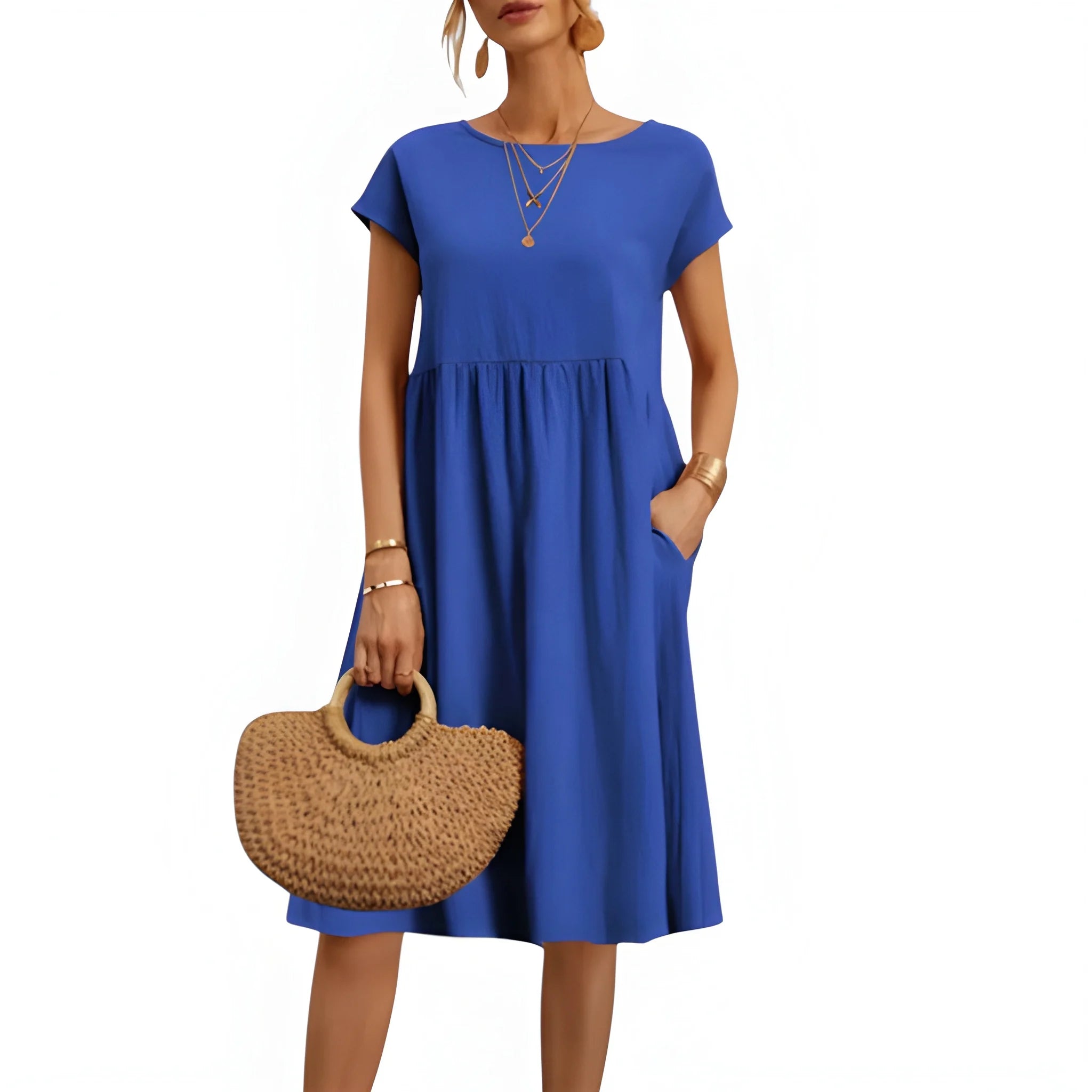 Women's Casual Loose Midi Summer Dress with Pockets
