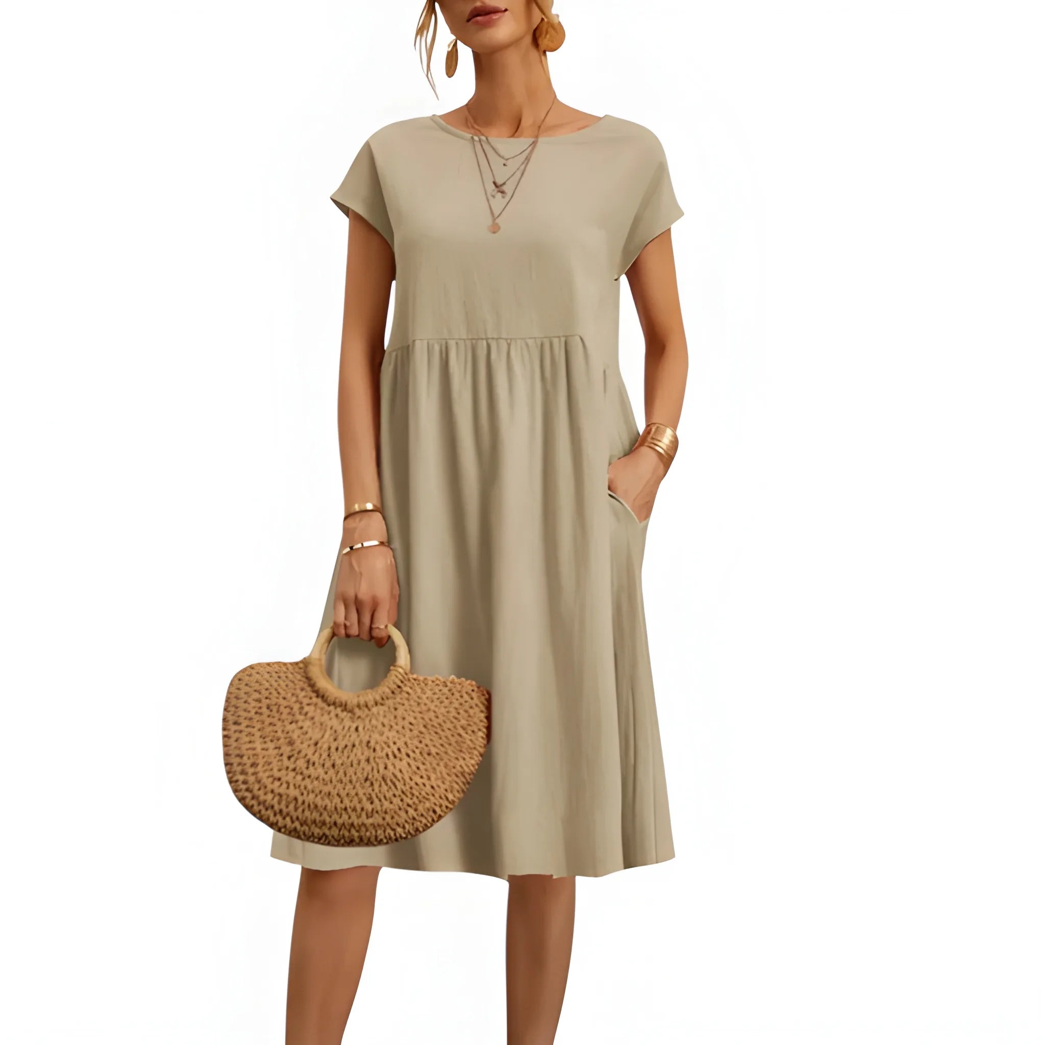 Women's Casual Loose Midi Summer Dress with Pockets