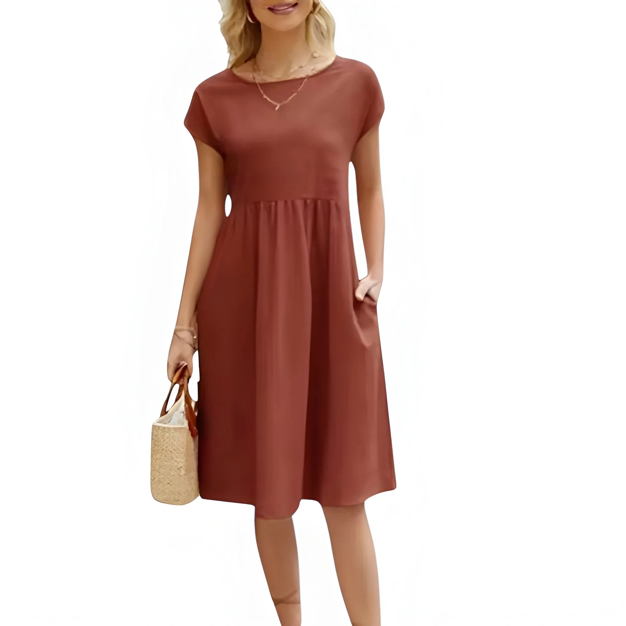 Women's Casual Loose Midi Summer Dress with Pockets