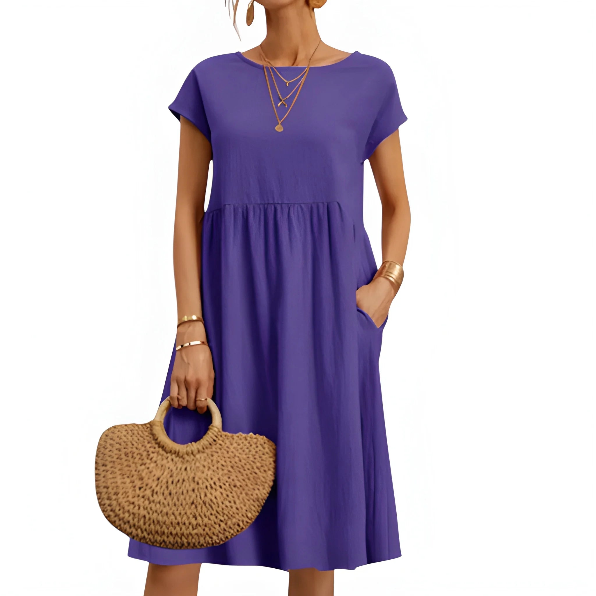 Women's Casual Loose Midi Summer Dress with Pockets