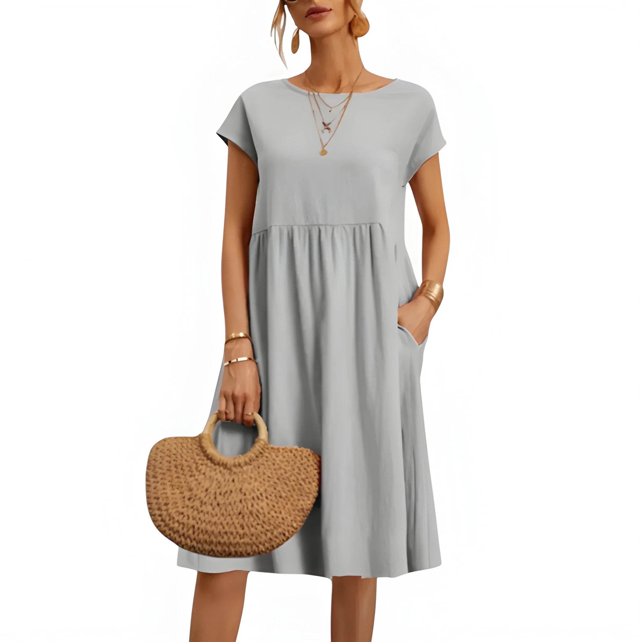 Women's Casual Loose Midi Summer Dress with Pockets