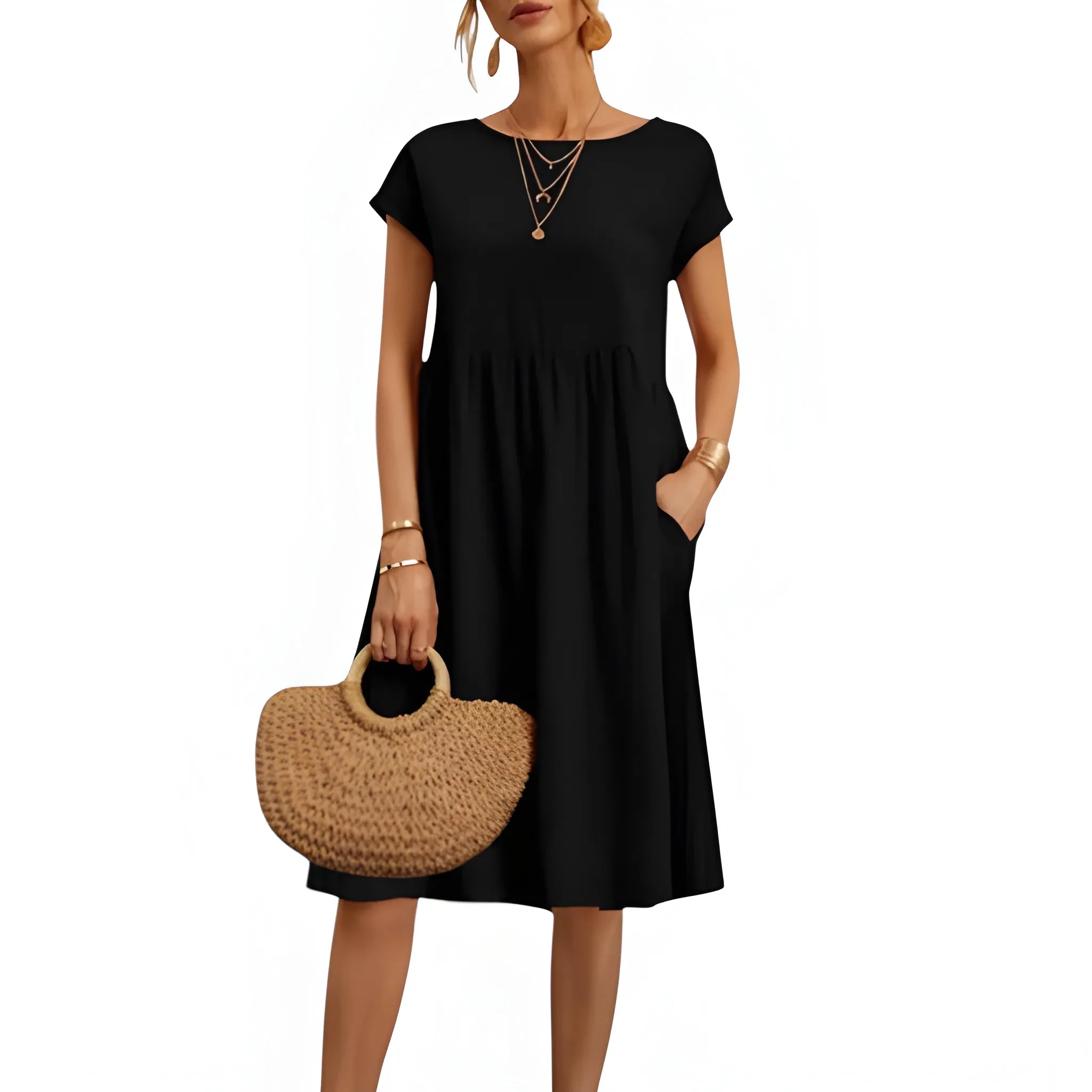 Women's Casual Loose Midi Summer Dress with Pockets