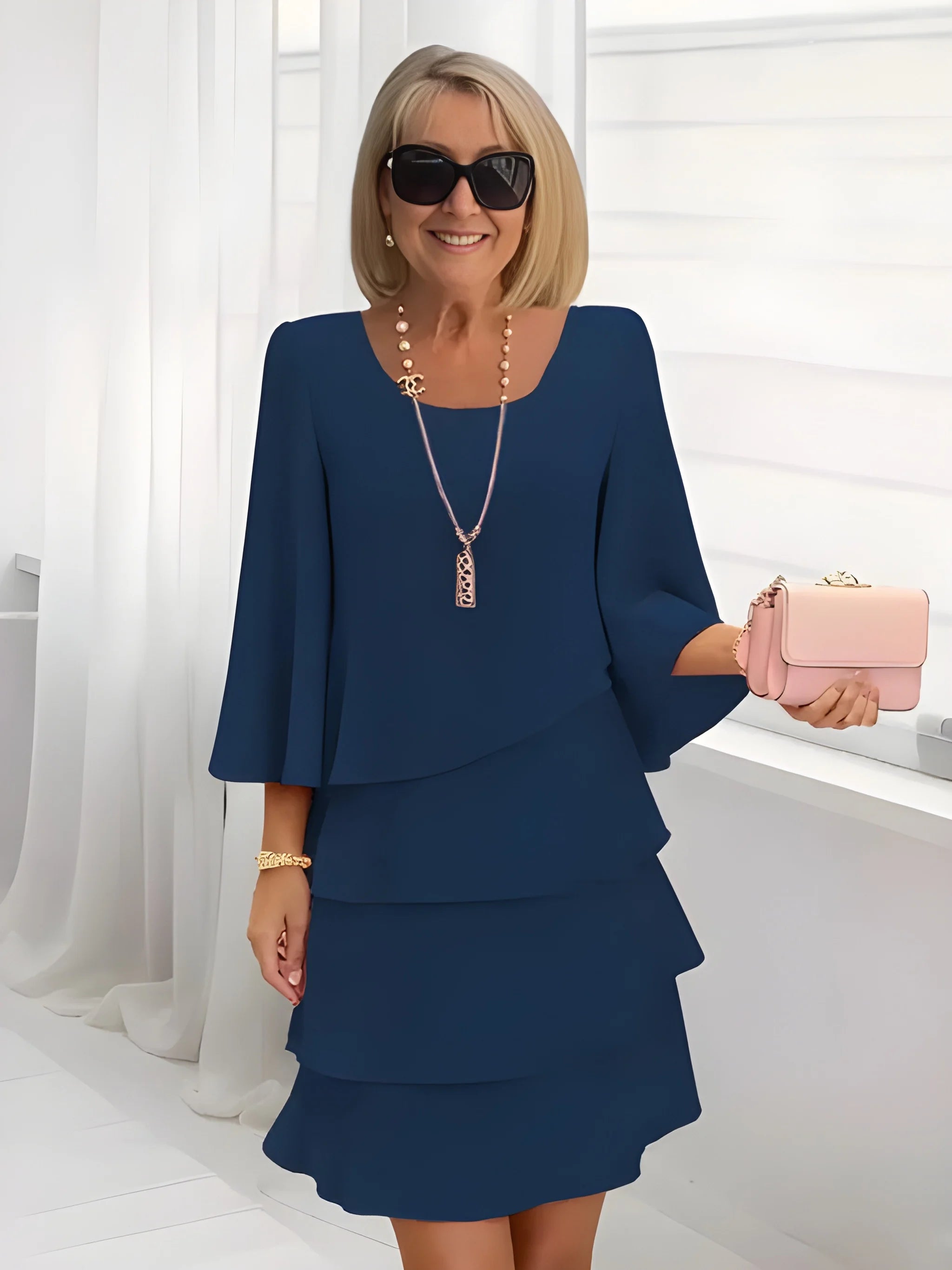 Women's Elegant Casual Mini Summer Dress with Ruffle