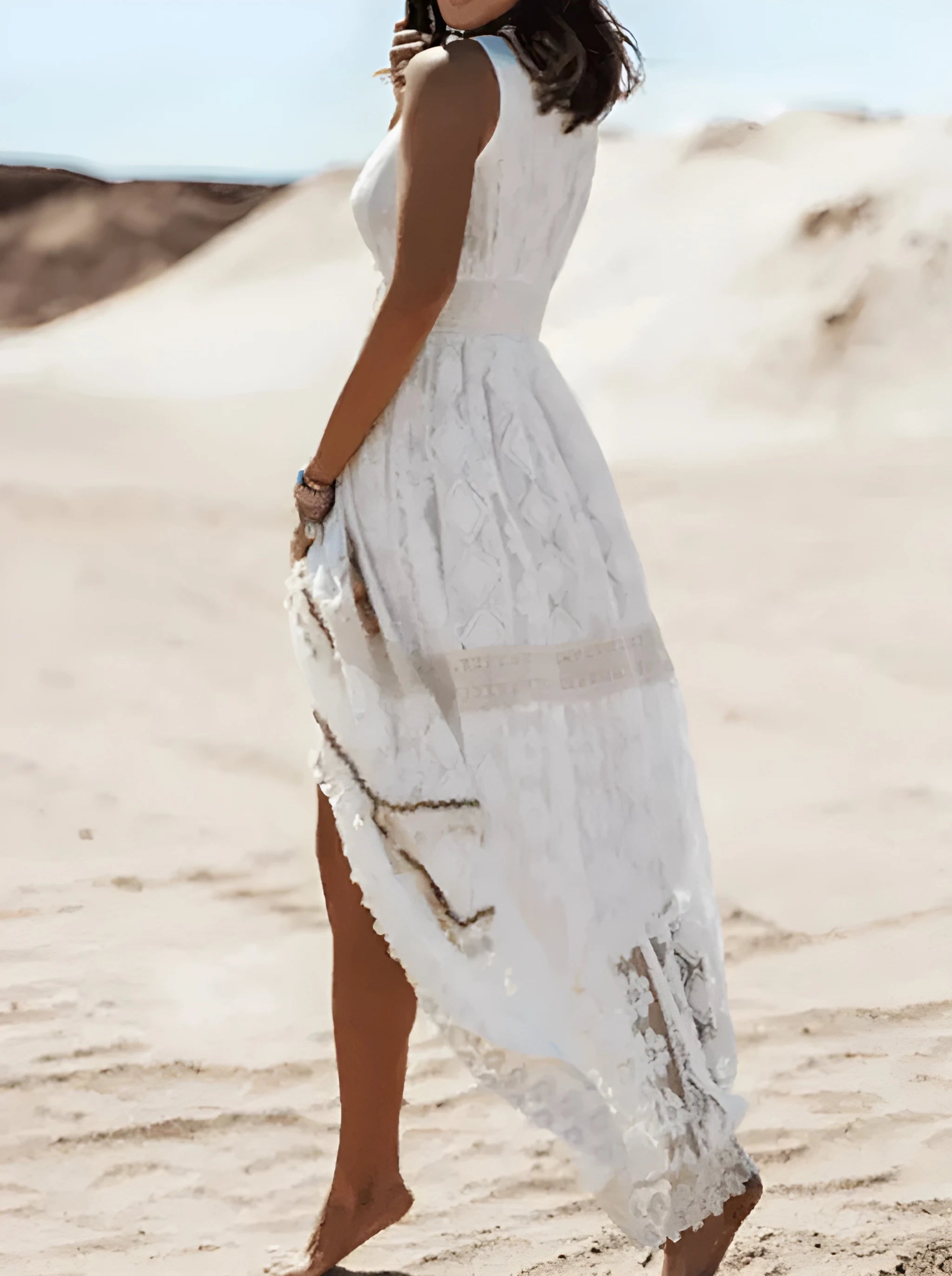Women's Casual Boho Maxi Summer Dress with V-Neck