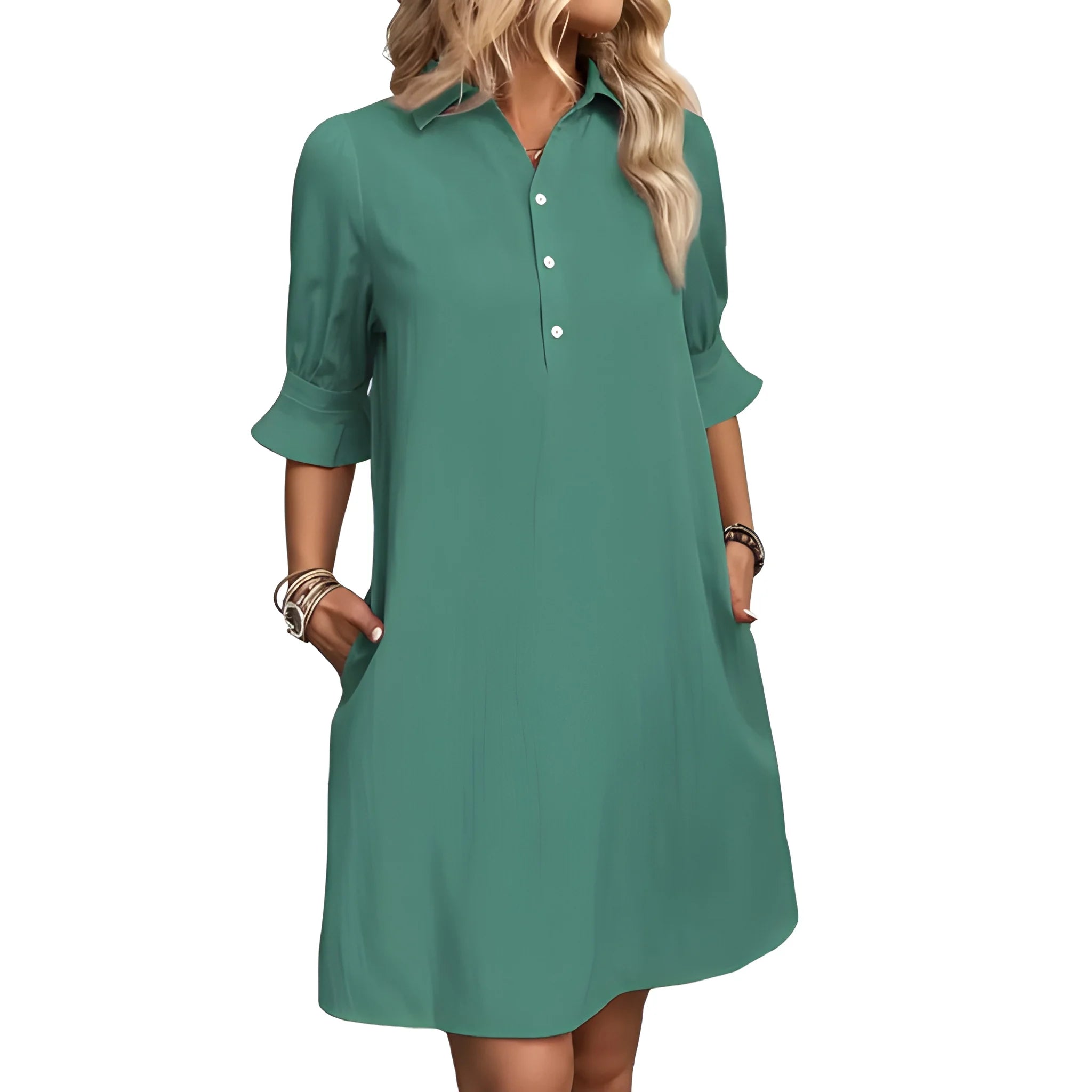 Women's Casual Loose Mini Summer Dress with Button Front
