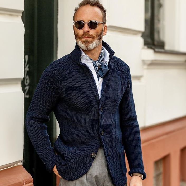 Arnaud™ - Men's Cardigan Military Retro Style