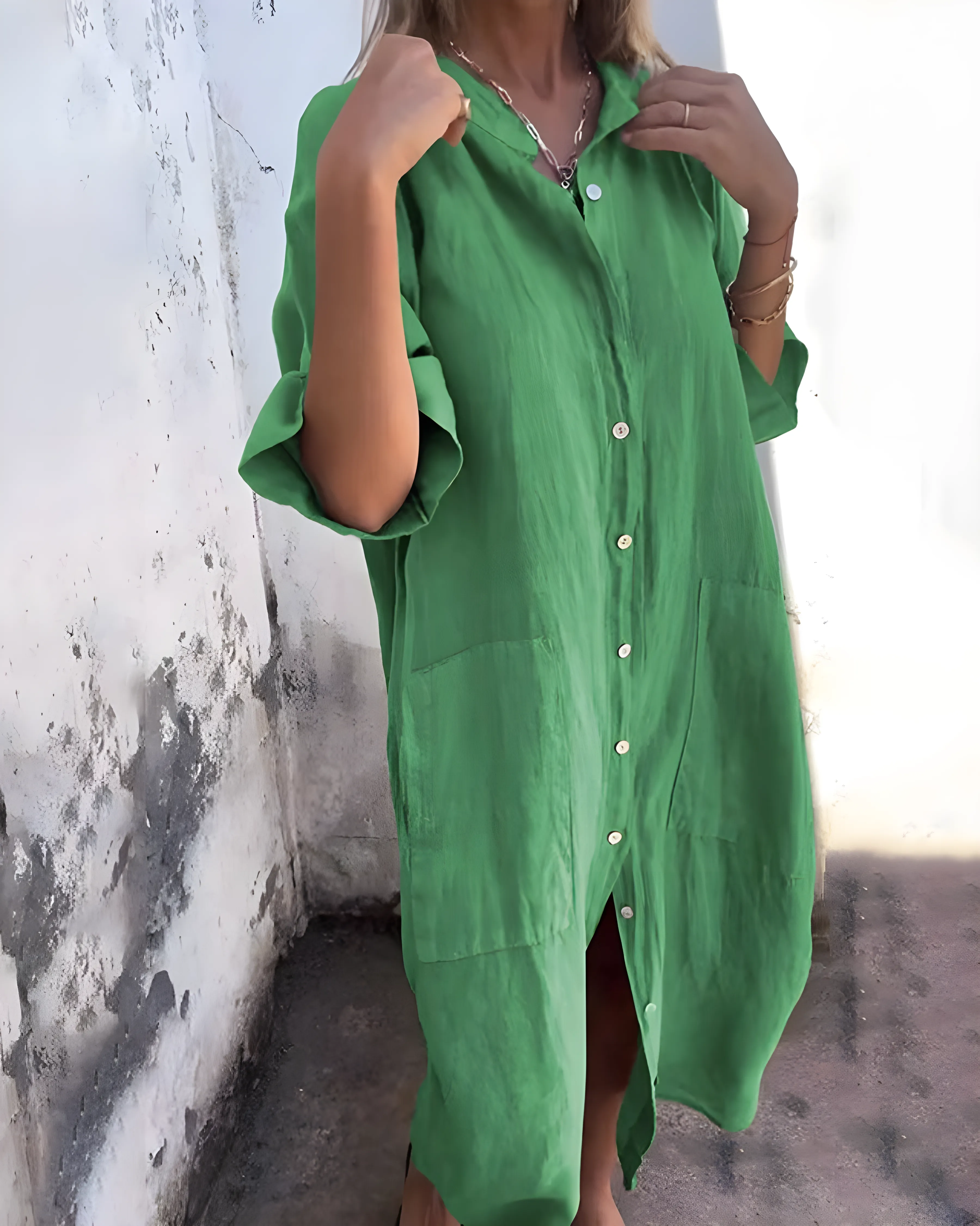 Women's Casual Boho Maxi Summer Dress with Half Sleeve