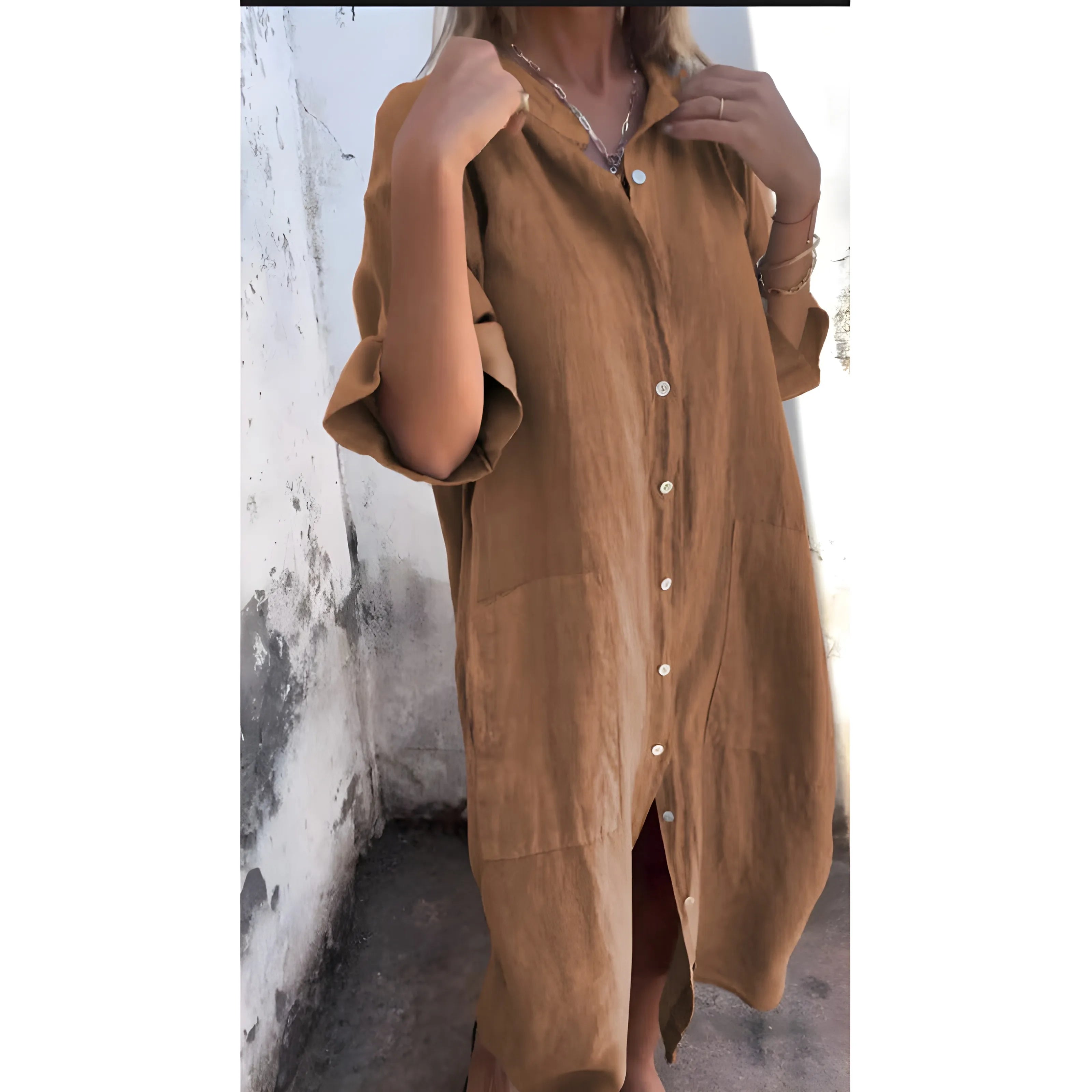 Women's Casual Boho Maxi Summer Dress with Half Sleeve