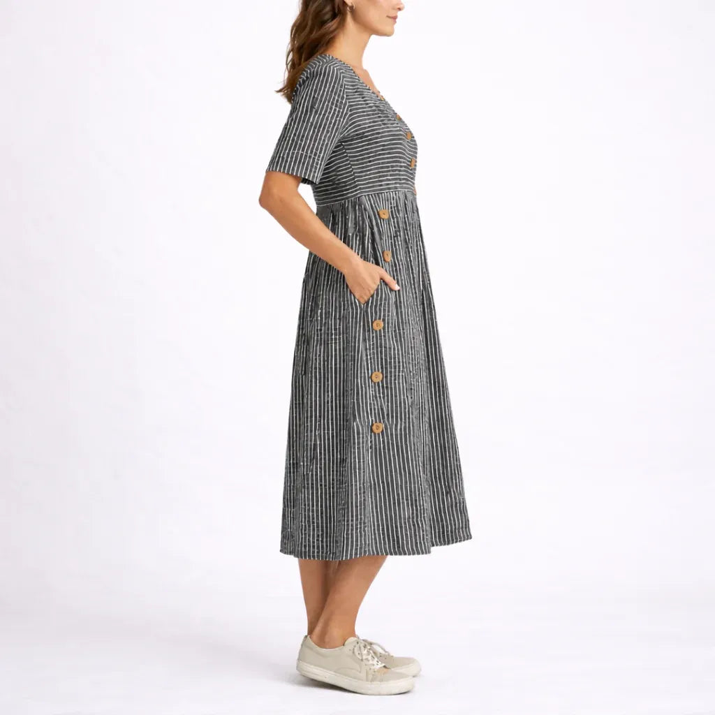 Women's Casual Cute Midi Summer Dress with Short Sleeve