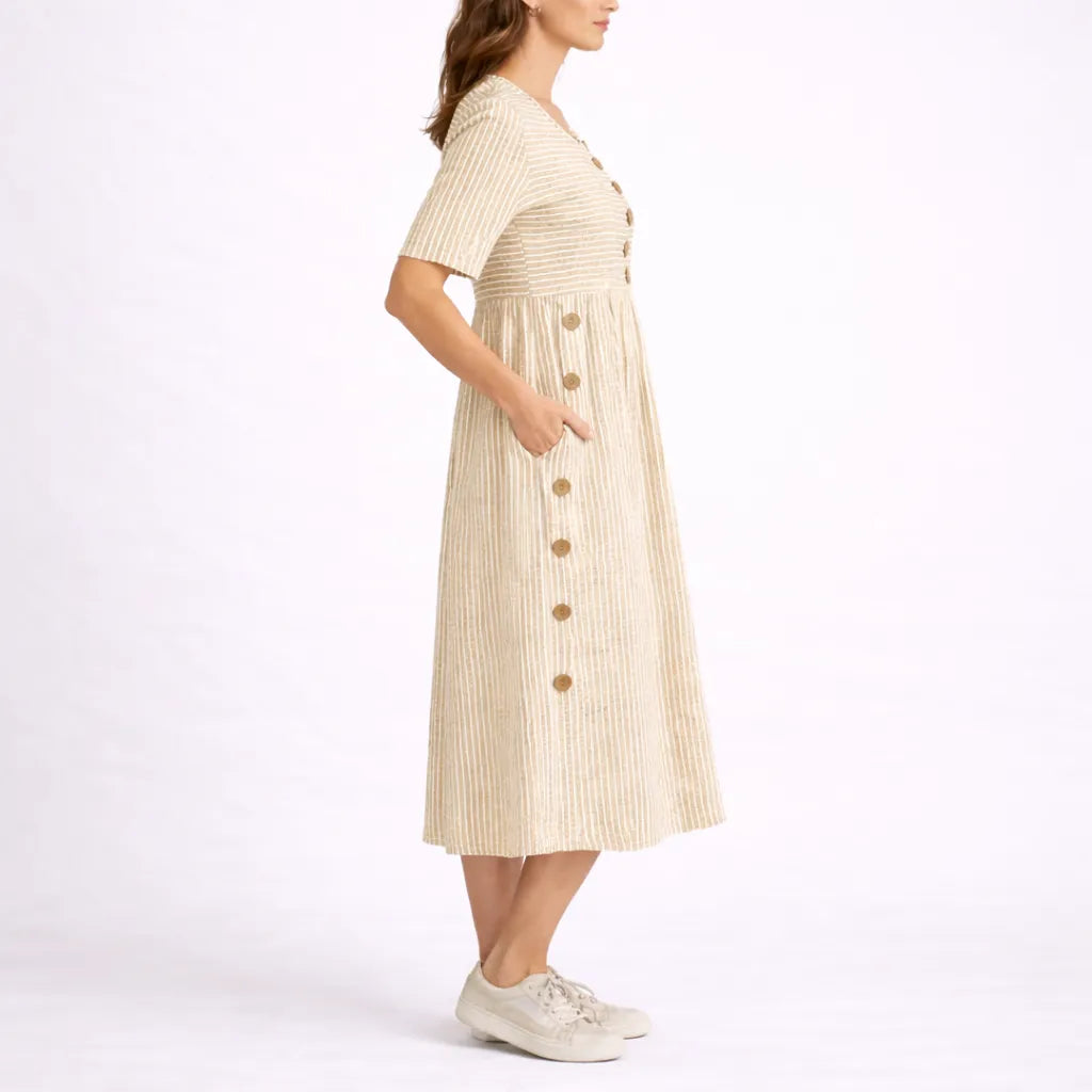 Women's Casual Cute Midi Summer Dress with Short Sleeve