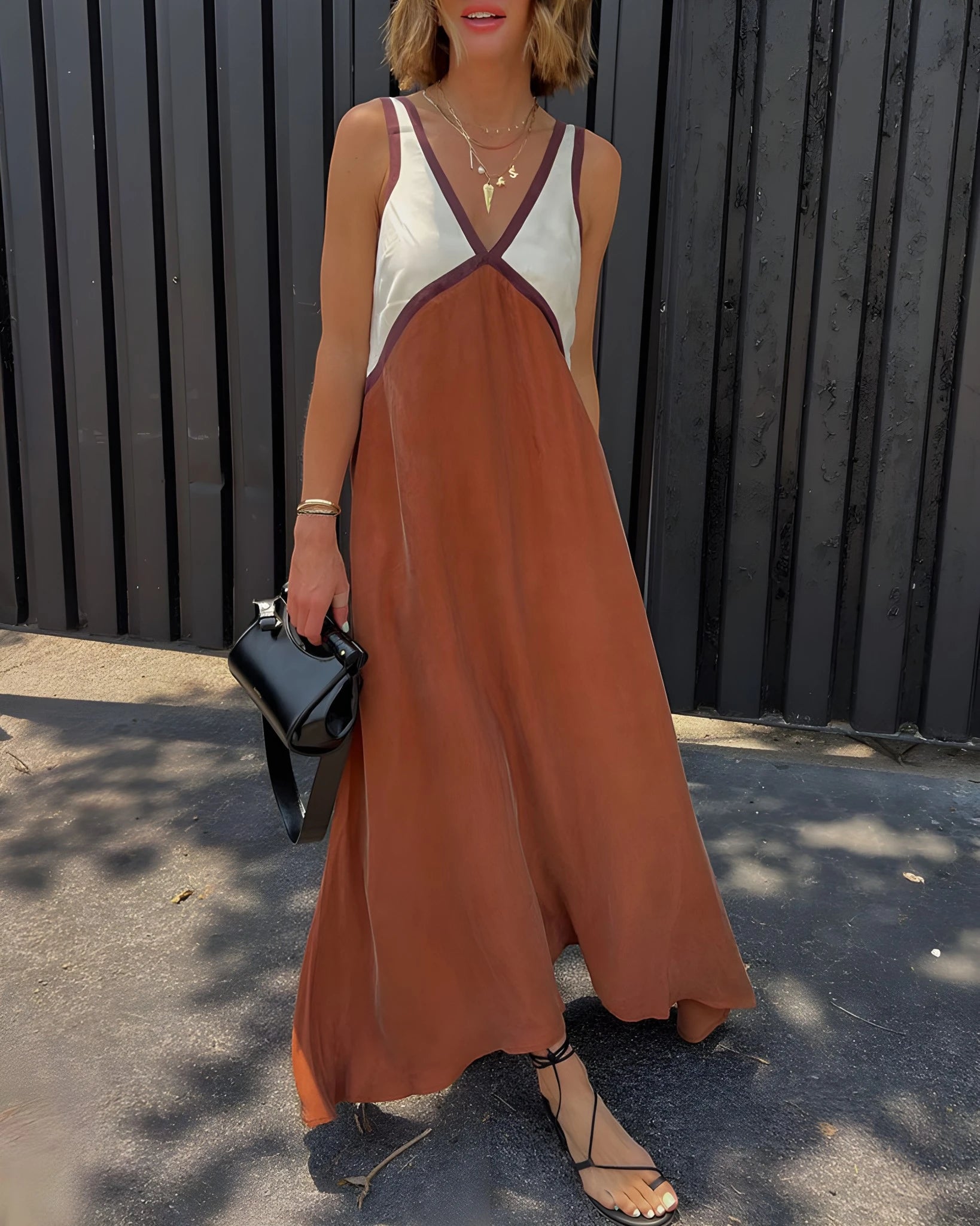 Women's Casual Elegant Maxi Summer Dress with V-Neck