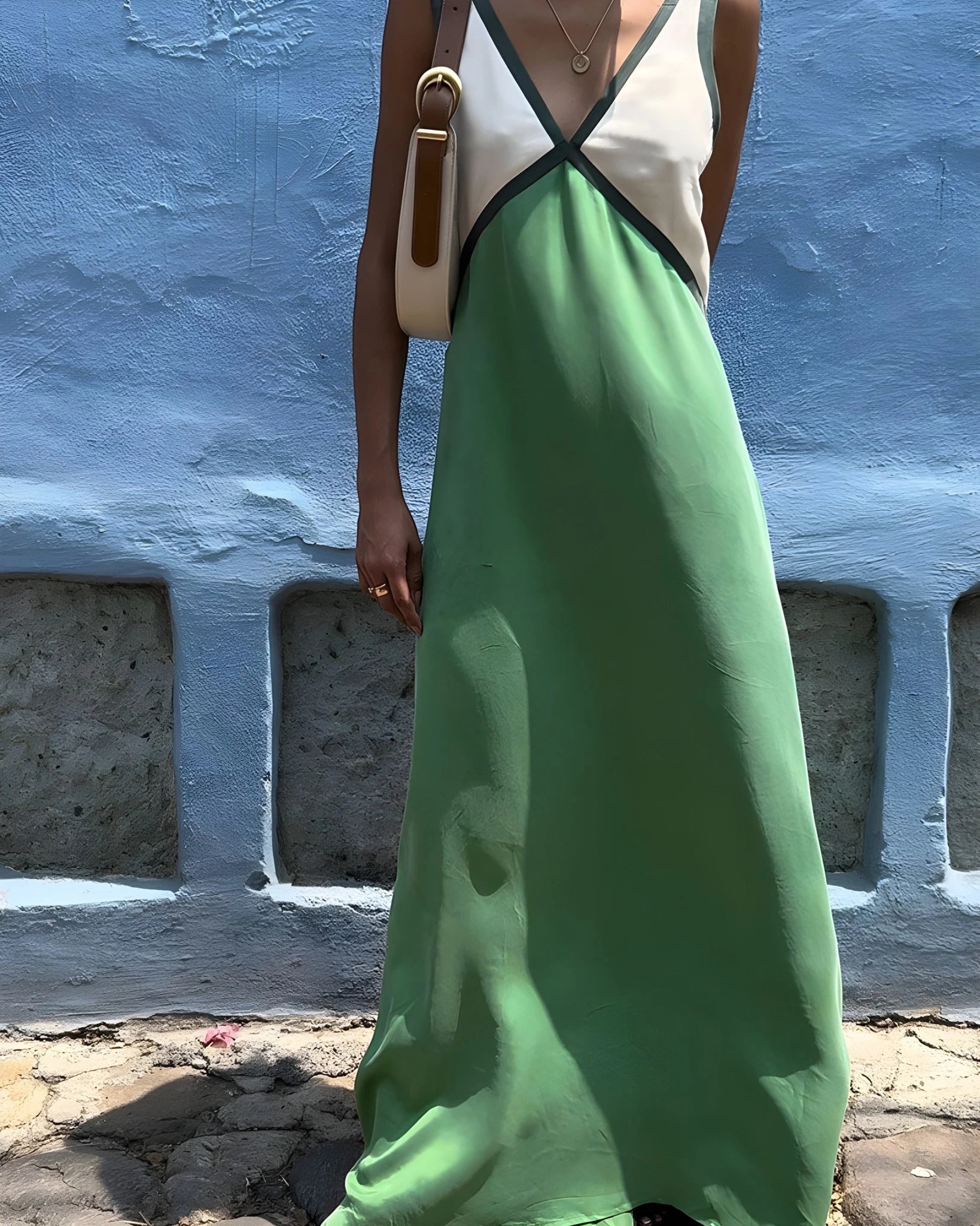 Women's Casual Elegant Maxi Summer Dress with V-Neck