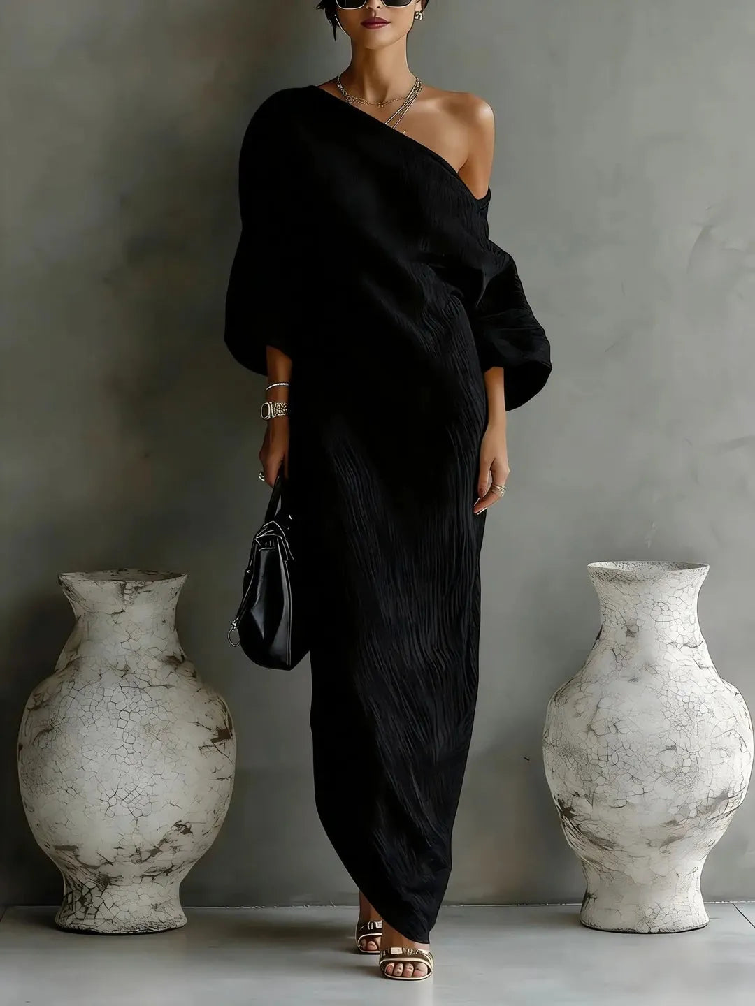 Women's Casual Loose Maxi Summer Dress with One Shoulder